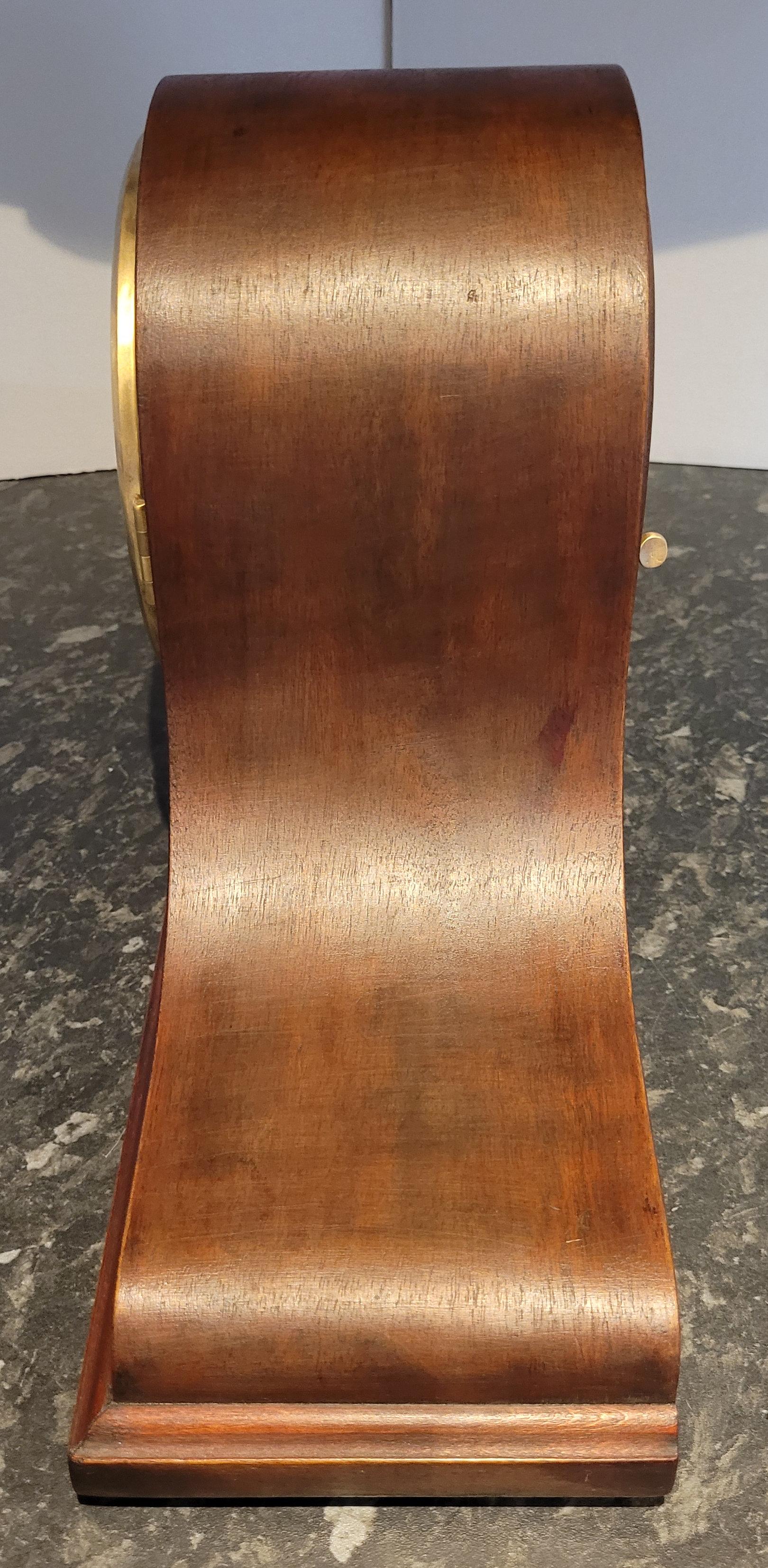 Antique c1920s German Rich Cherry Mahogany Chiming Mantel Clock (Fully Serviced) For Sale 6