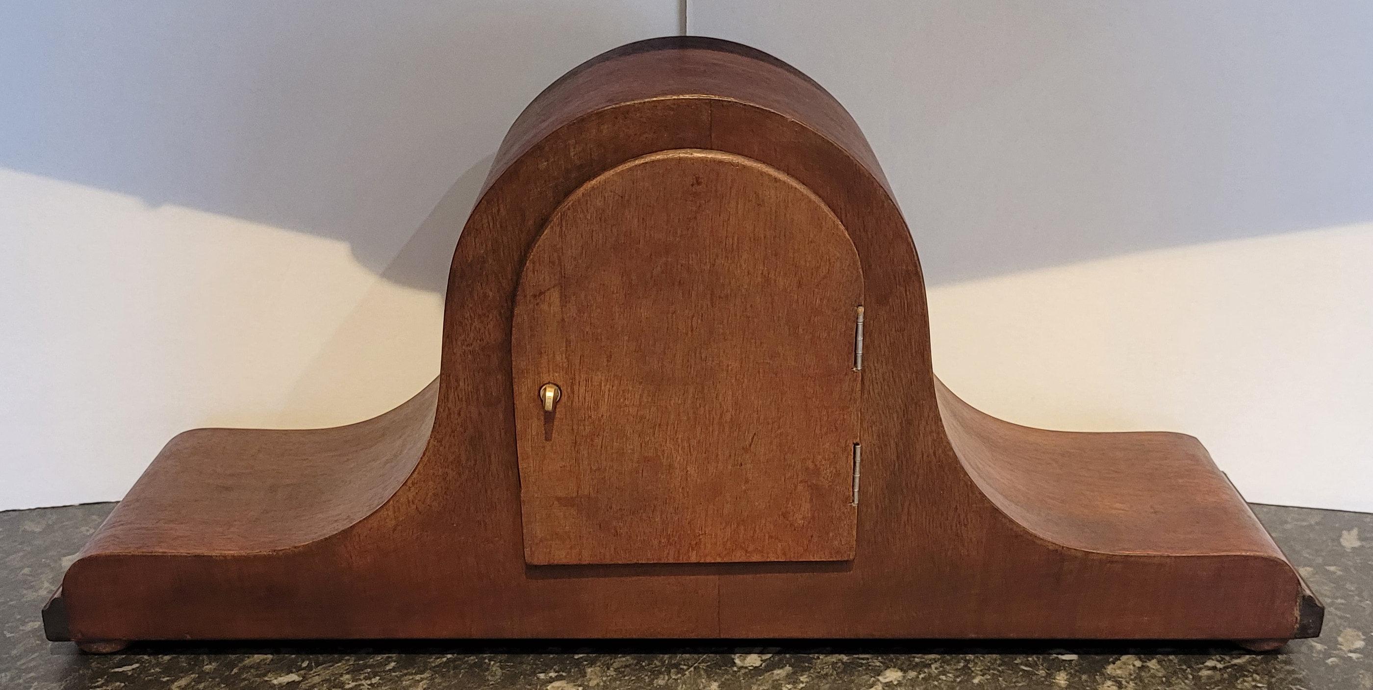 Antique c1920s German Rich Cherry Mahogany Chiming Mantel Clock (Fully Serviced) For Sale 7