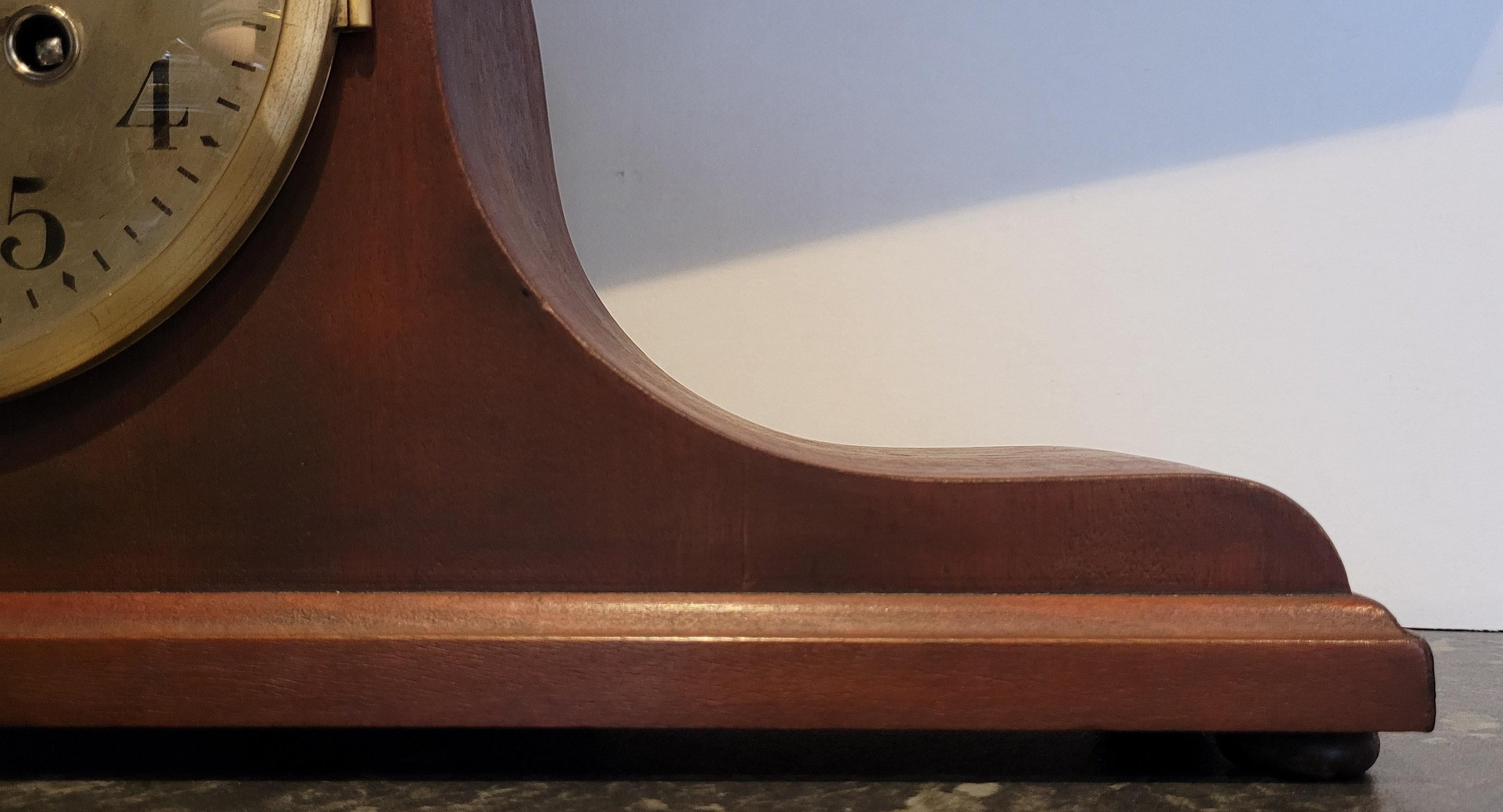 Antique c1920s German Rich Cherry Mahogany Chiming Mantel Clock (Fully Serviced) For Sale 2