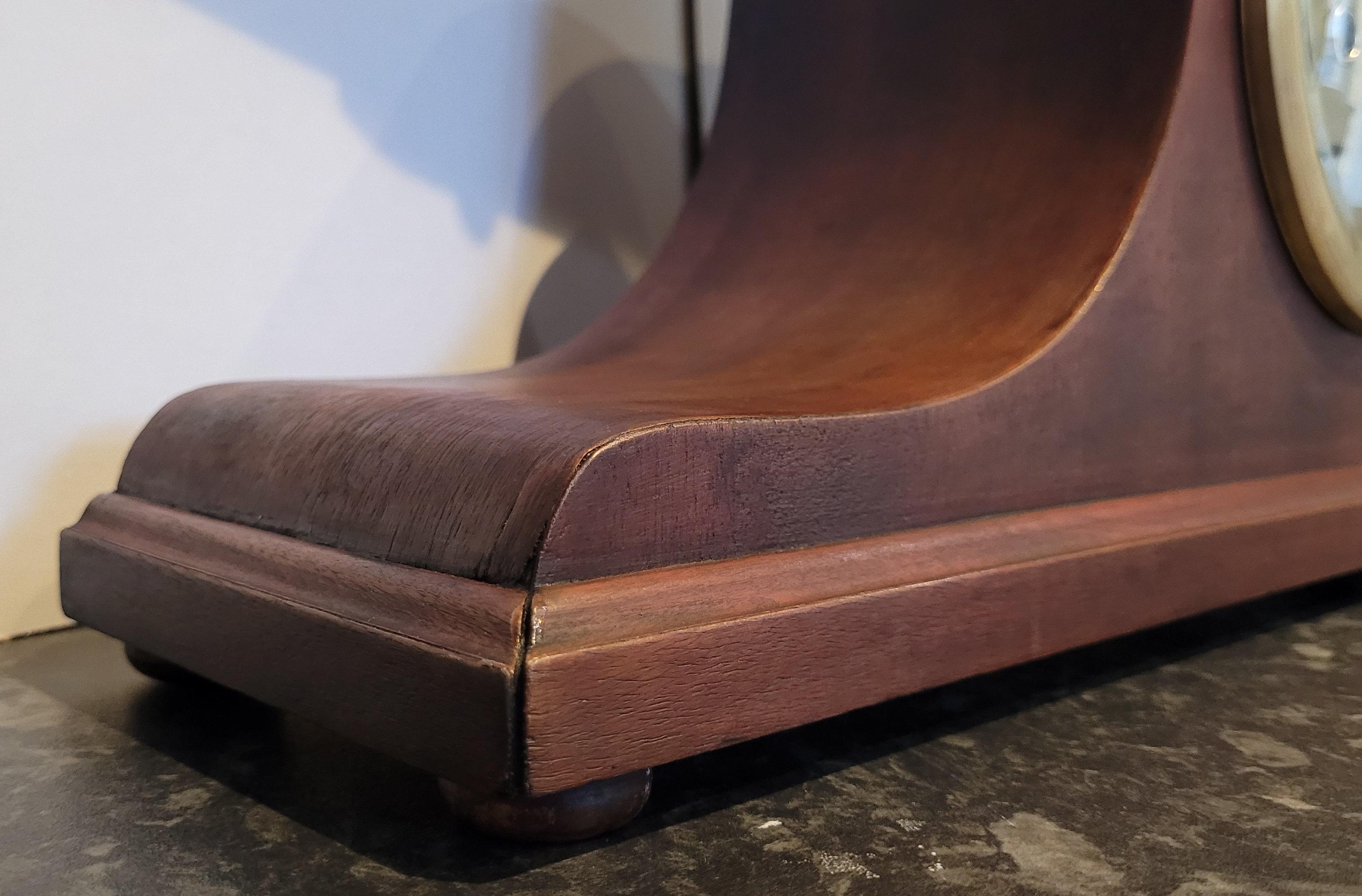 Antique c1920s German Rich Cherry Mahogany Chiming Mantel Clock (Fully Serviced) For Sale 3