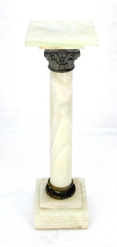 Antique c1920s Square Base Turned Onyx 40" Tall Pedestal MINT!