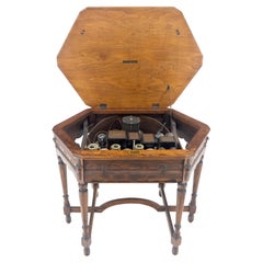 Antique c1920s Tube Radio Stunning American Walnut Cabinet Lift Top Table MINT