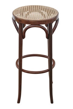 Antique c.1925 Bentwood High tall Stool – Cane Seat, Fine Quality