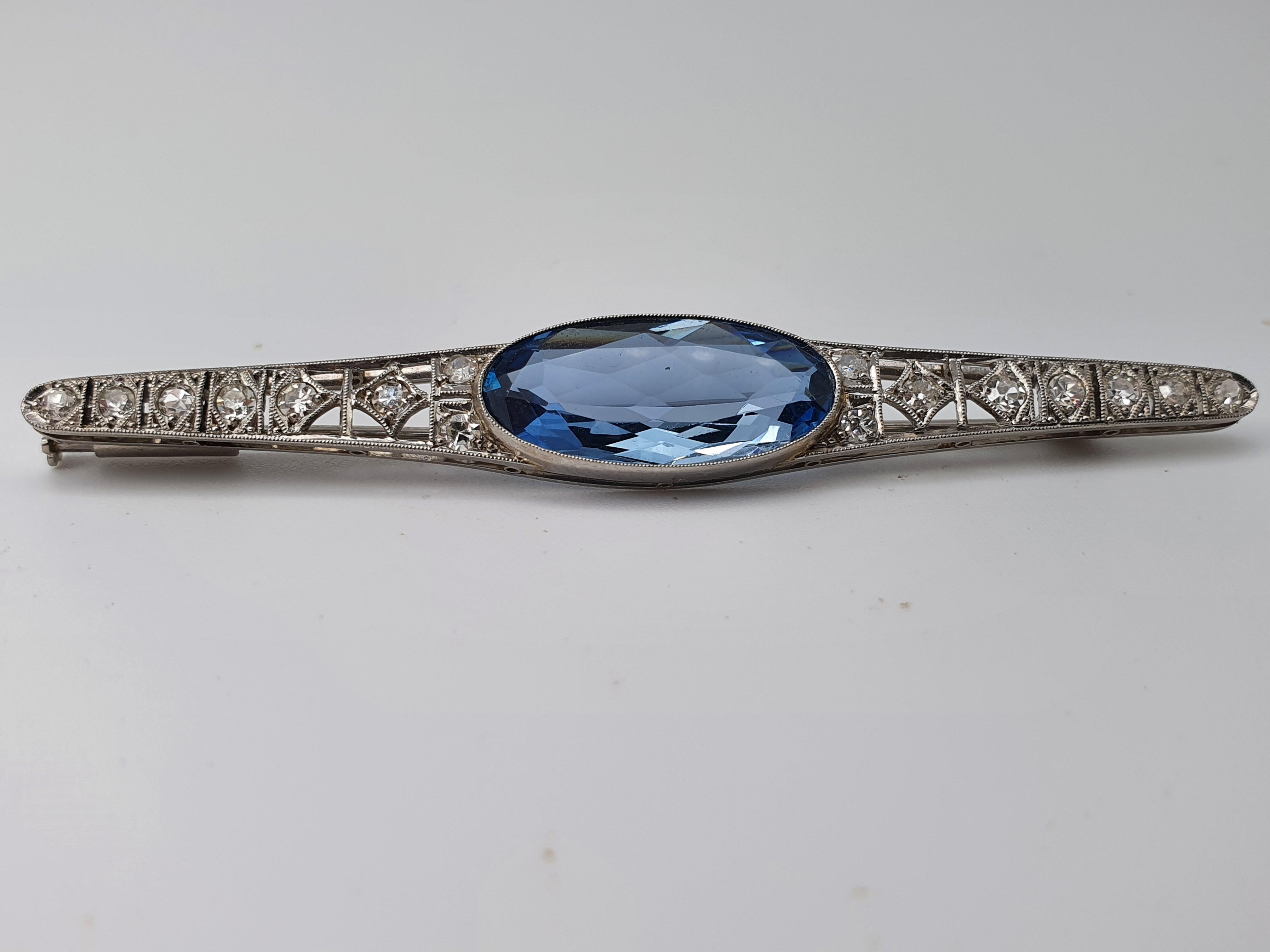 Antique: (c1930) Art Deco Platinum; Diamonds Iolite Brooch by Gregory Sheenan For Sale 5