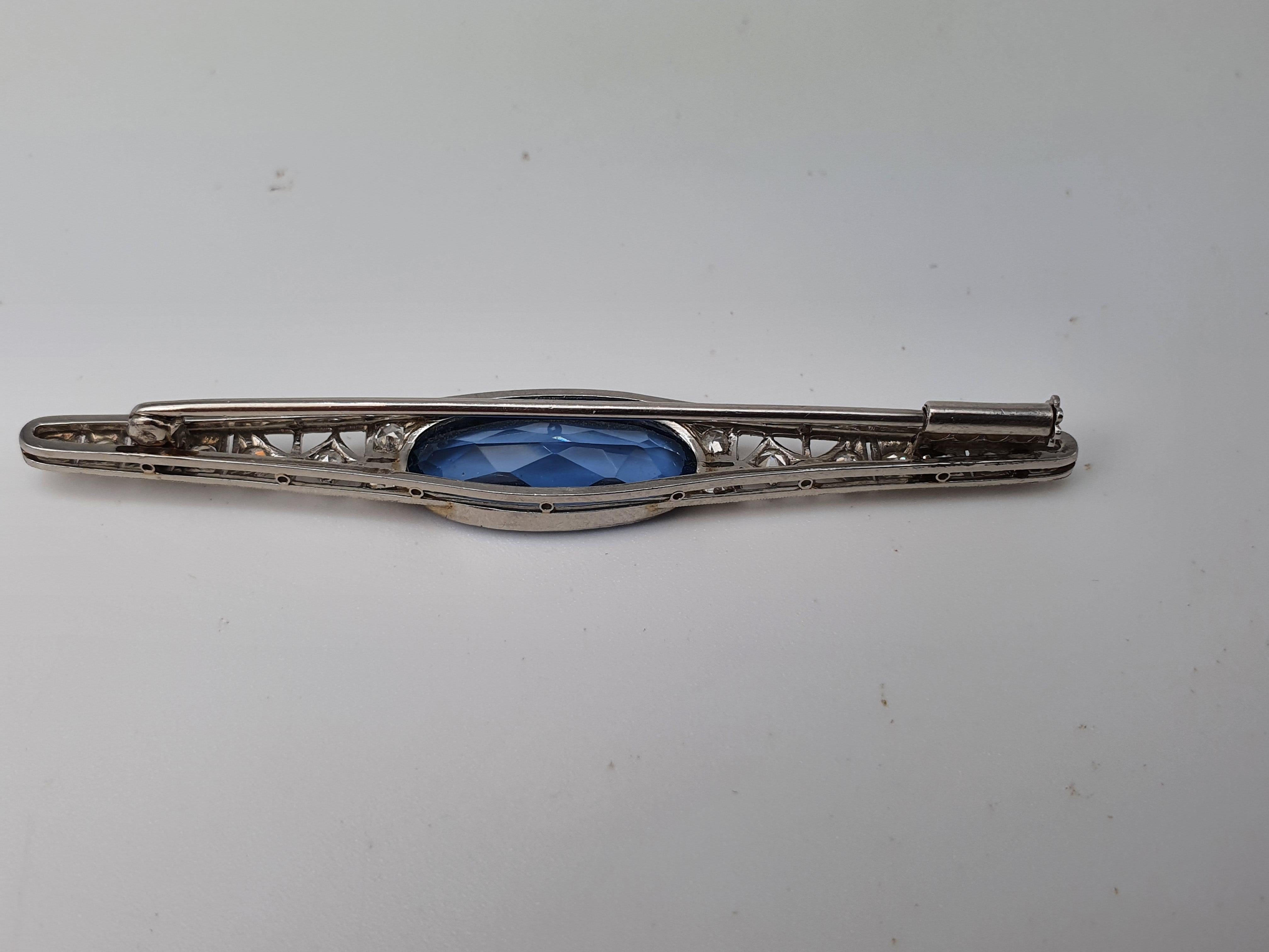 Antique: (c1930) Art Deco Platinum; Diamonds Iolite Brooch by Gregory Sheenan For Sale 9