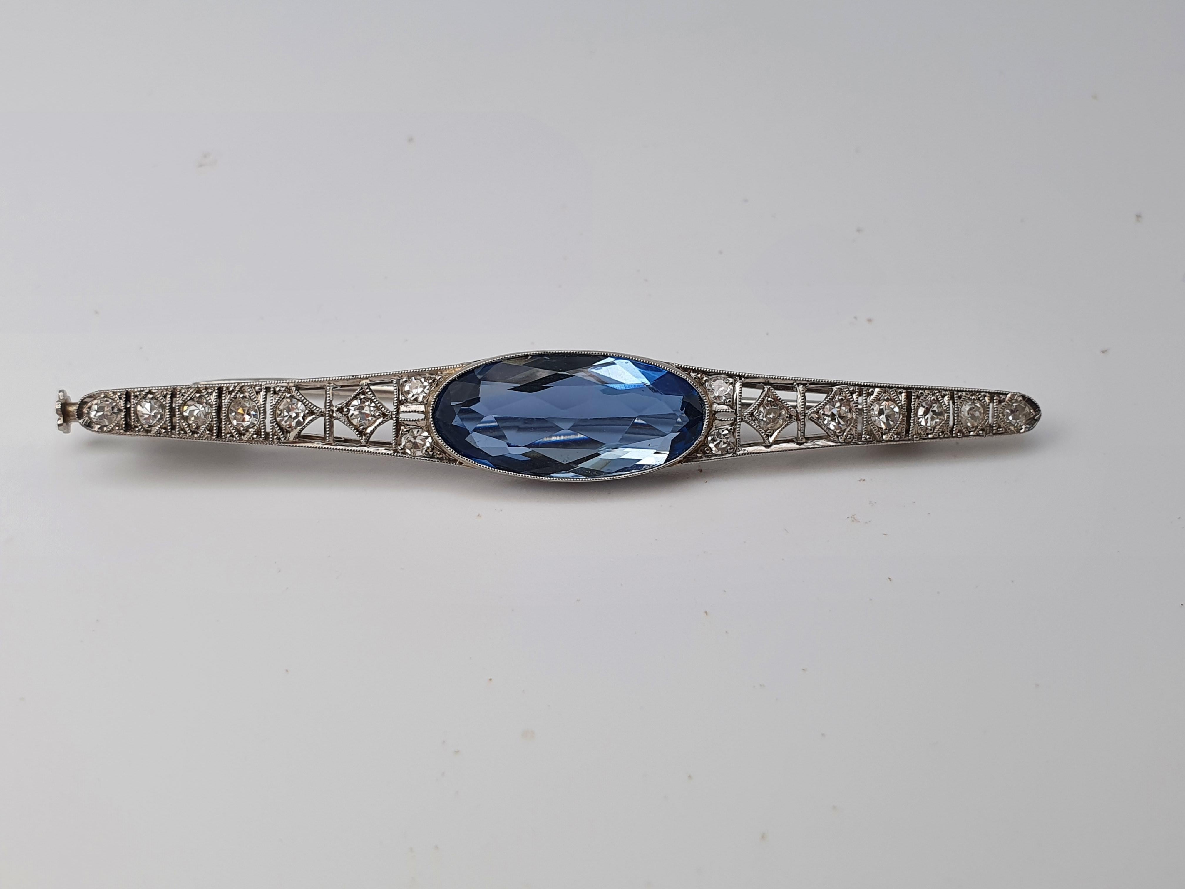 Antique: (c1930) Art Deco Platinum; Diamonds Iolite Brooch by Gregory Sheenan For Sale 11