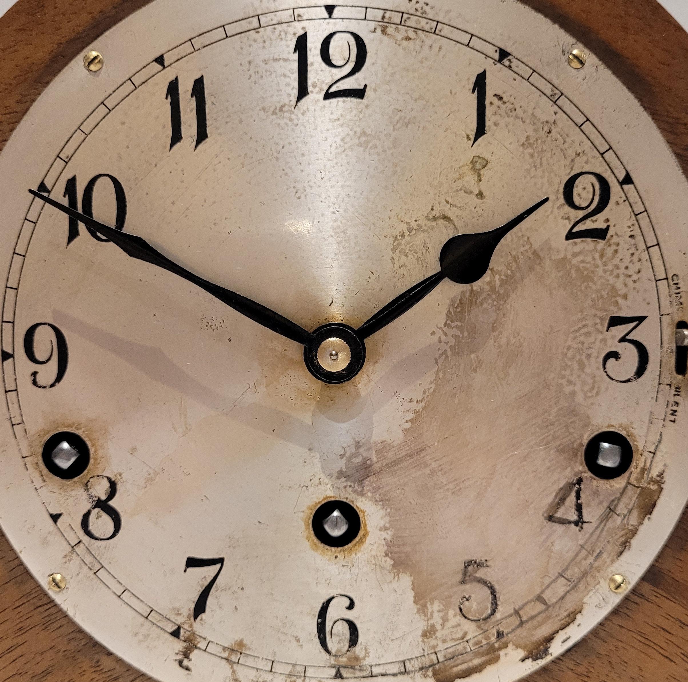 20th Century Antique c1930’s “Garrard” Walnut Art Deco Westminster Chiming Clock (Serviced) For Sale