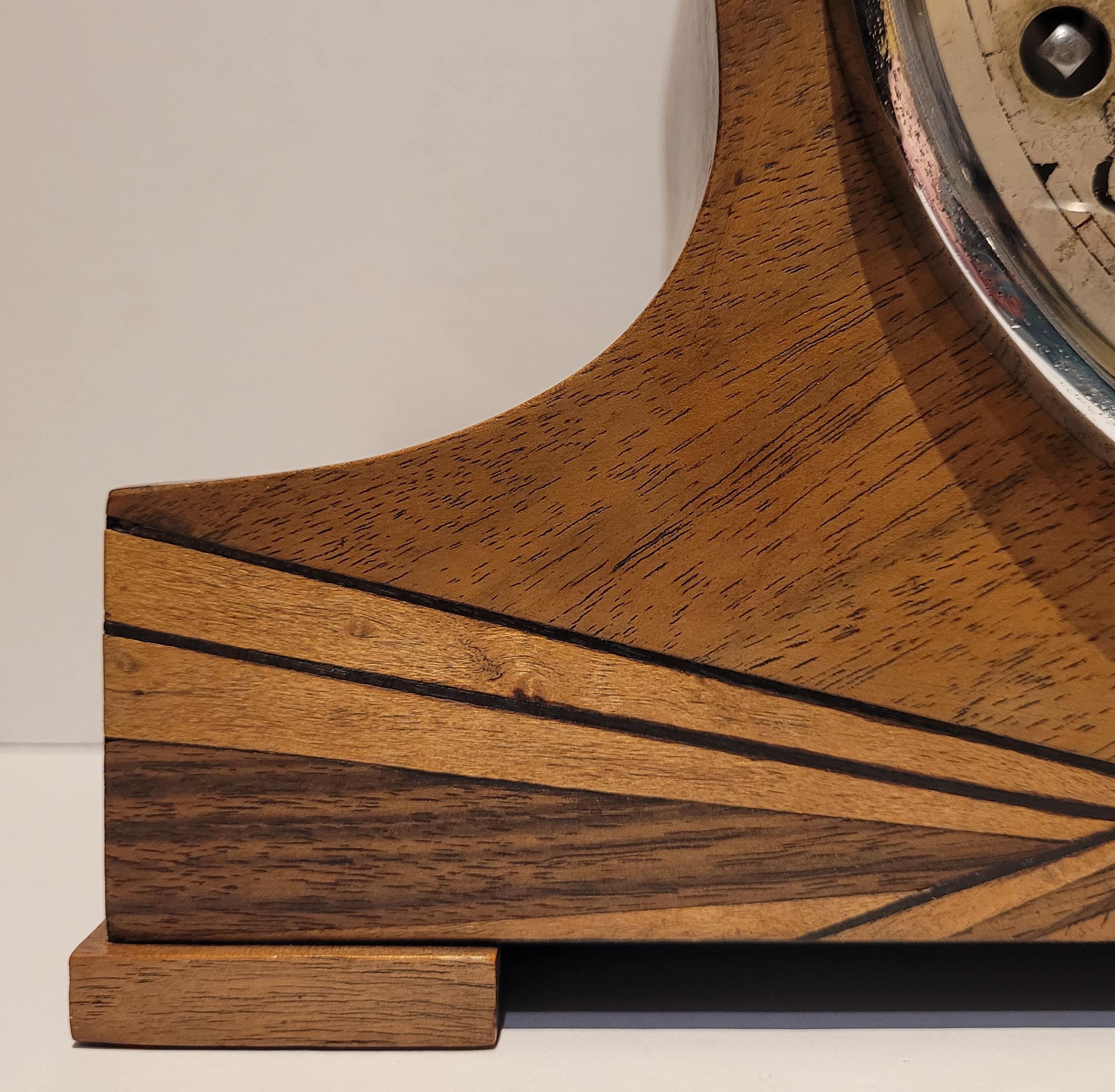 Metal Antique c1930’s “Garrard” Walnut Art Deco Westminster Chiming Clock (Serviced) For Sale