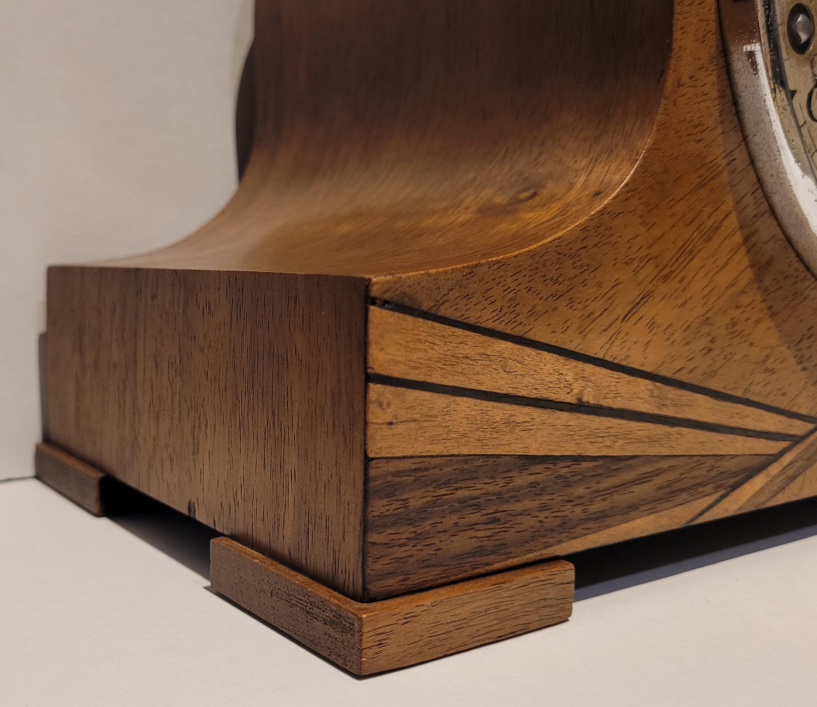 Antique c1930’s “Garrard” Walnut Art Deco Westminster Chiming Clock (Serviced) For Sale 3