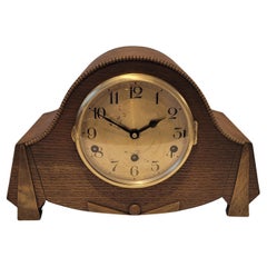 Antique c1930’s German Art Deco Oak Westminster Chiming Mantel Clock (Serviced)