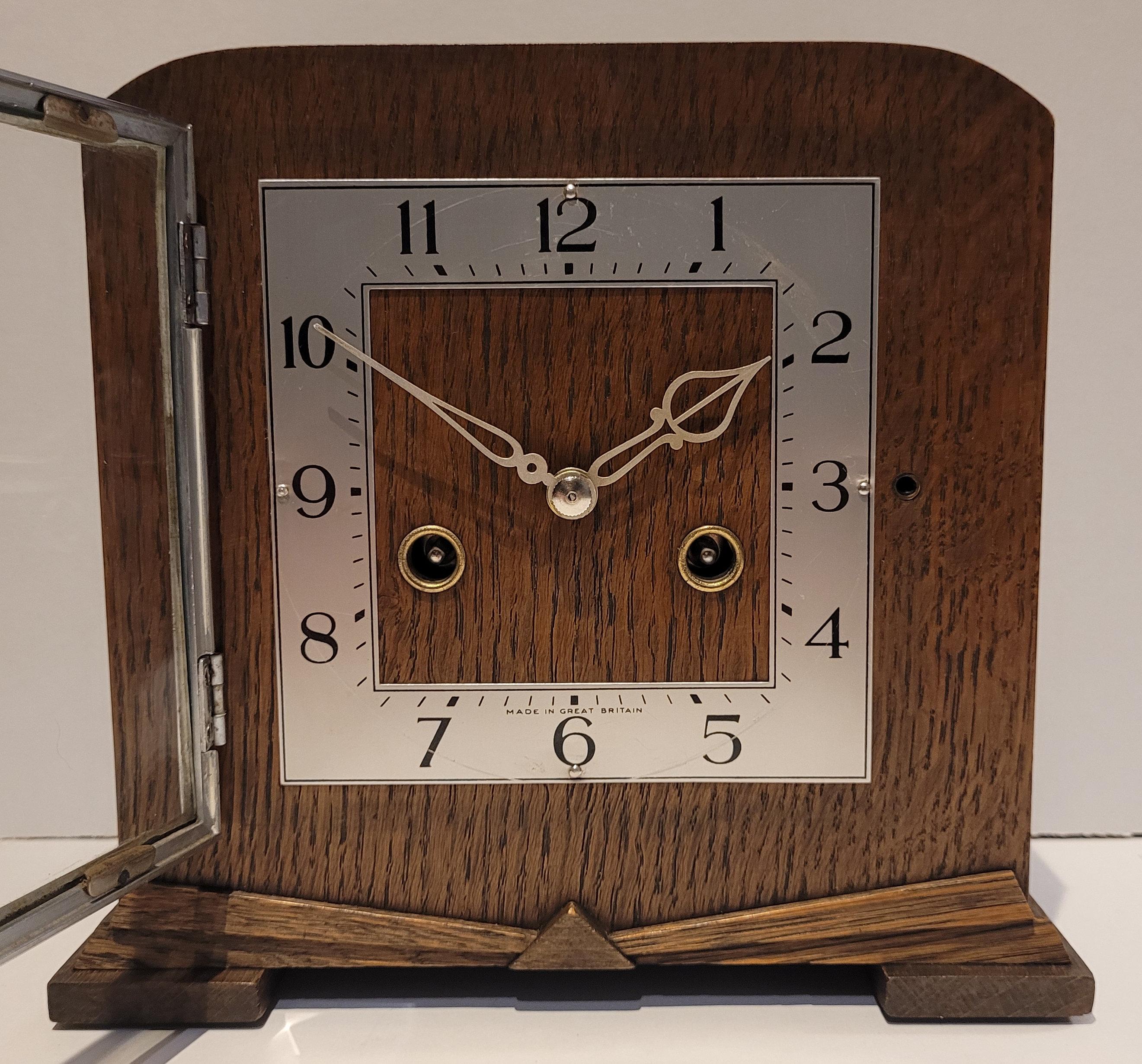Antique c1930's “Smiths Enfield” Square Art Deco Chiming Mantel Clock ...
