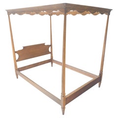 Antique c1940s Wooden Four-Poster Queen Size Canopy Bed Frame Mint