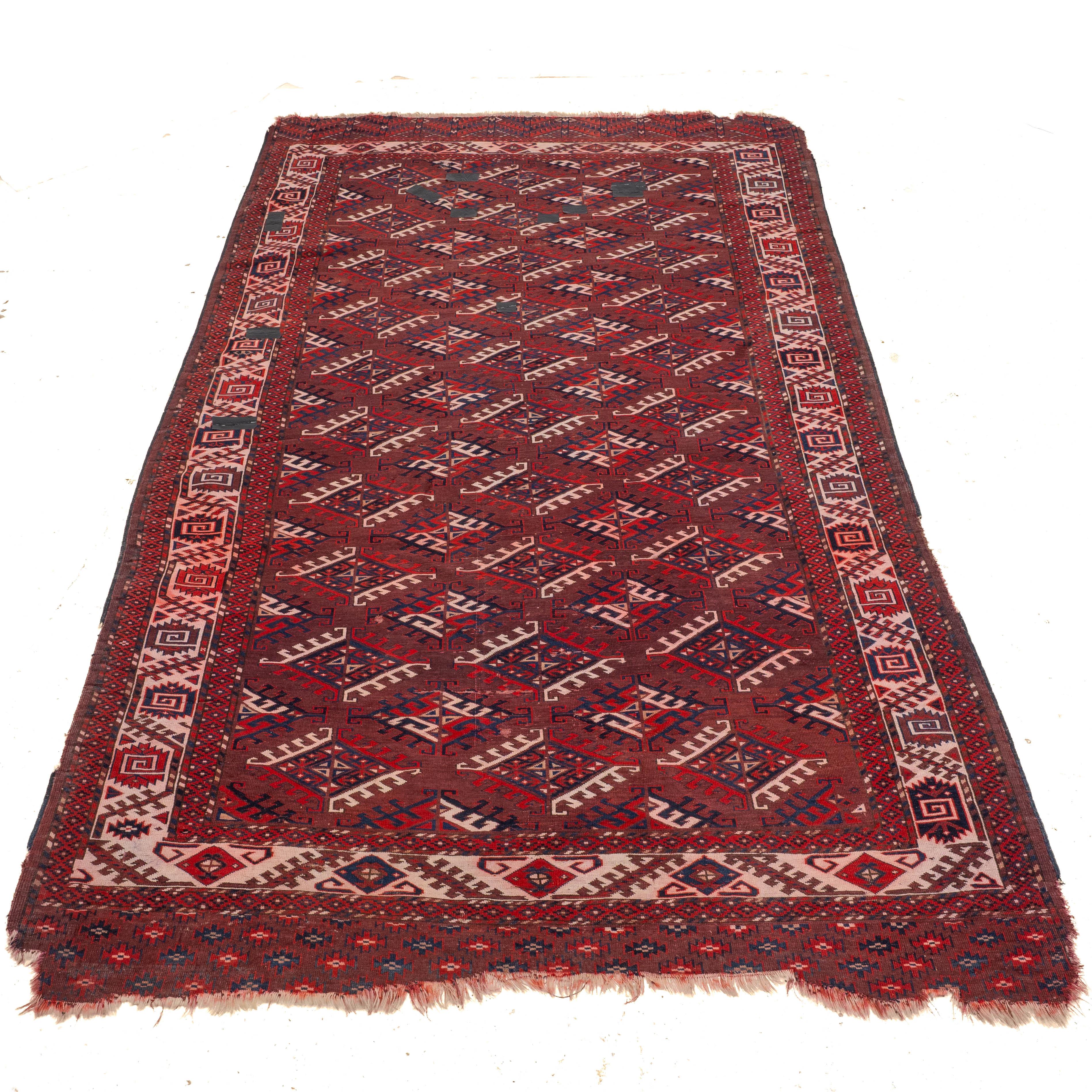 Antico tappeto turkmeno Yomut del XIX secolo Dyrnak Guls (Tappeto orientale tessuto a mano) in vendita 7