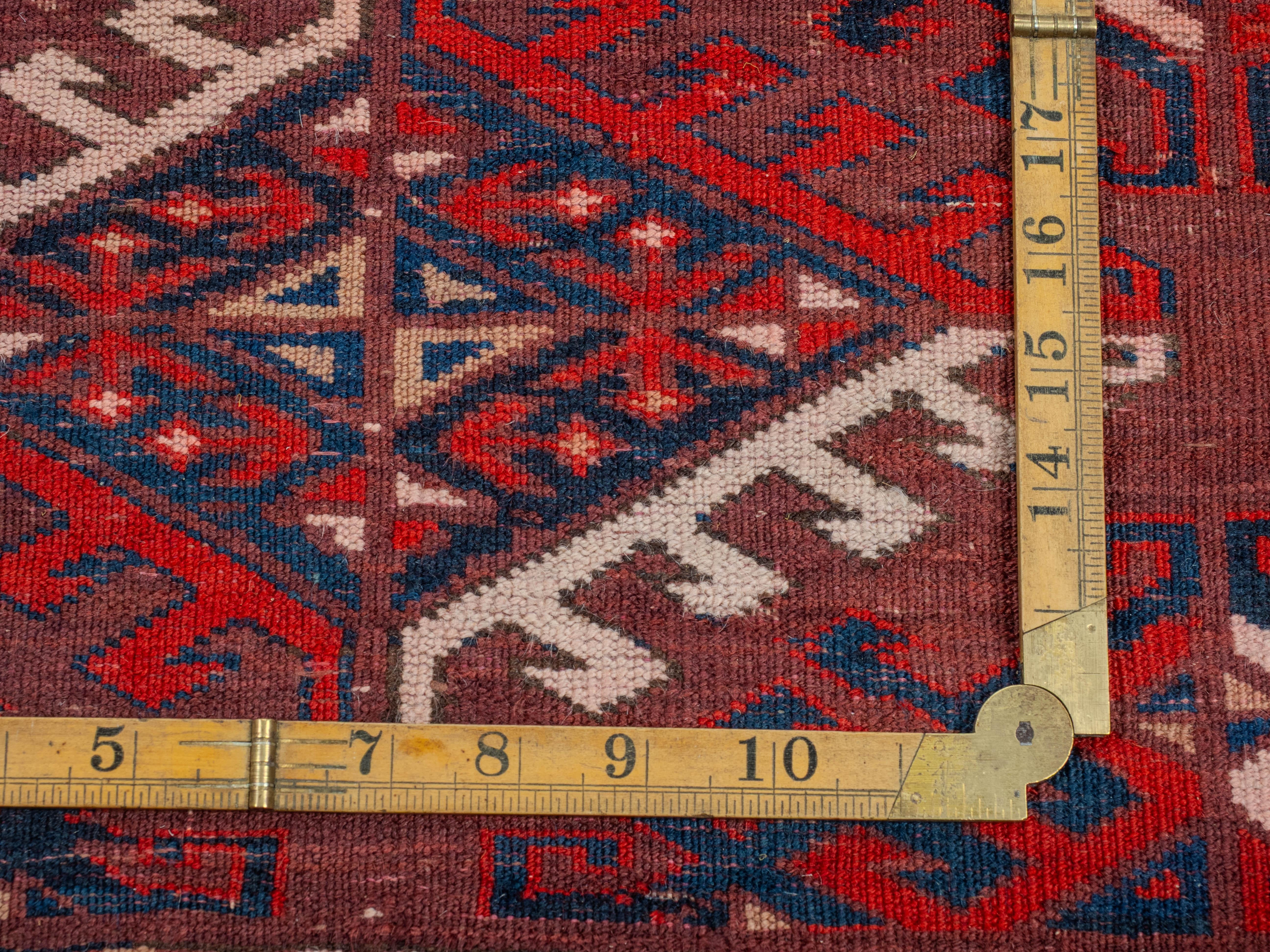 Antico tappeto turkmeno Yomut del XIX secolo Dyrnak Guls (Tappeto orientale tessuto a mano) in vendita 10