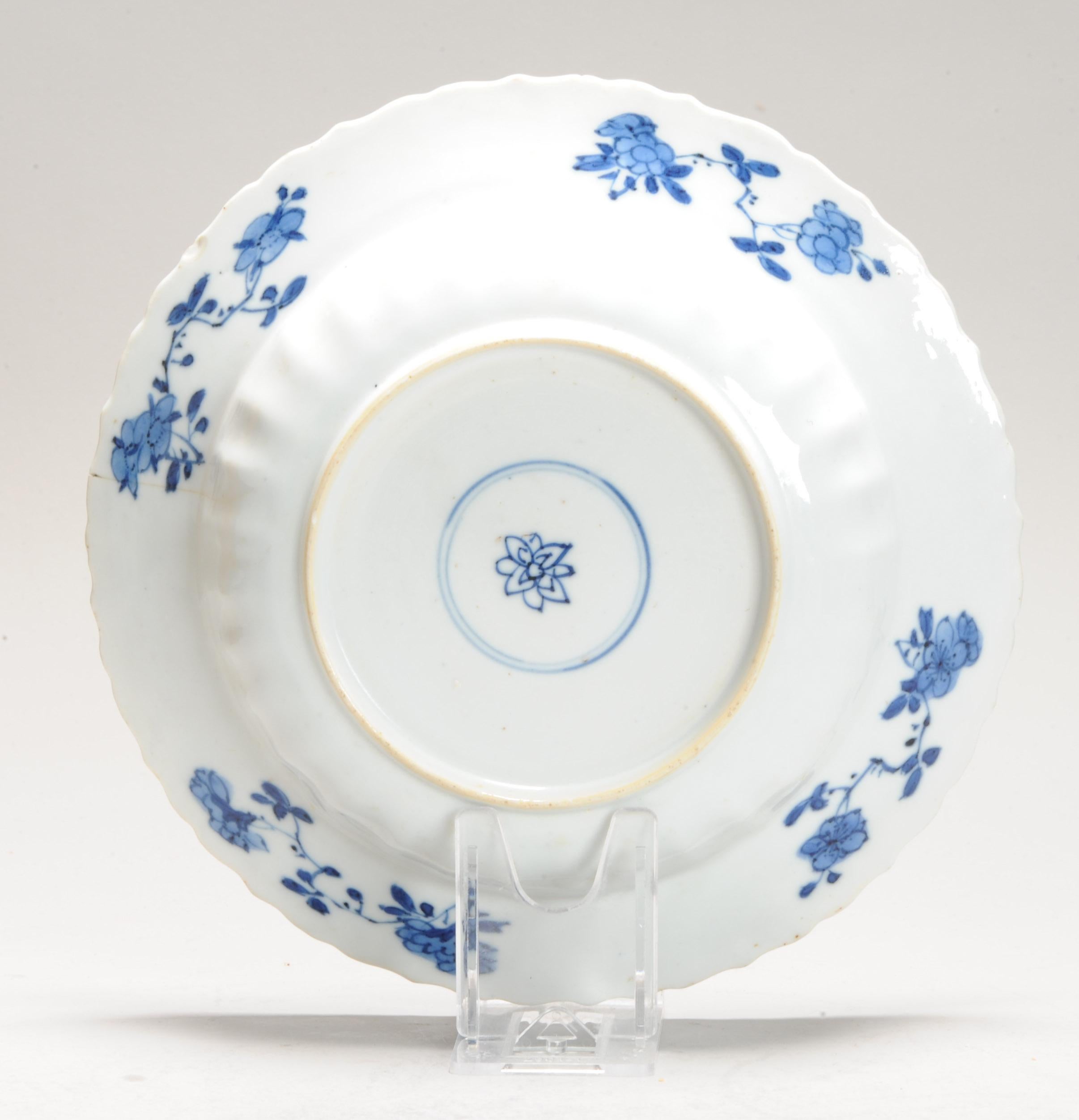 Antiguo Ca 1700 Porcelana China Kangxi Azul y Blanca Placa Xieyi Paisaje Qing en venta
