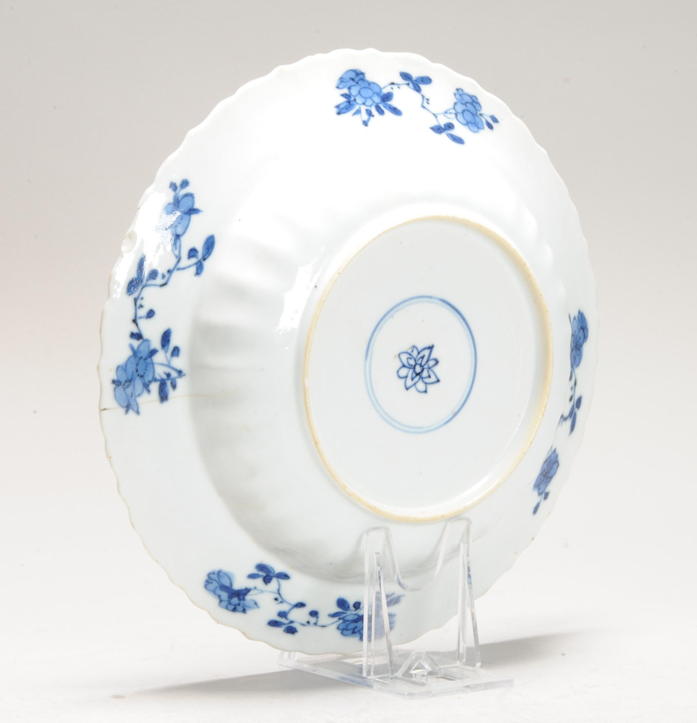 Antiguo Ca 1700 Porcelana China Kangxi Azul y Blanca Placa Xieyi Paisaje Chino en venta