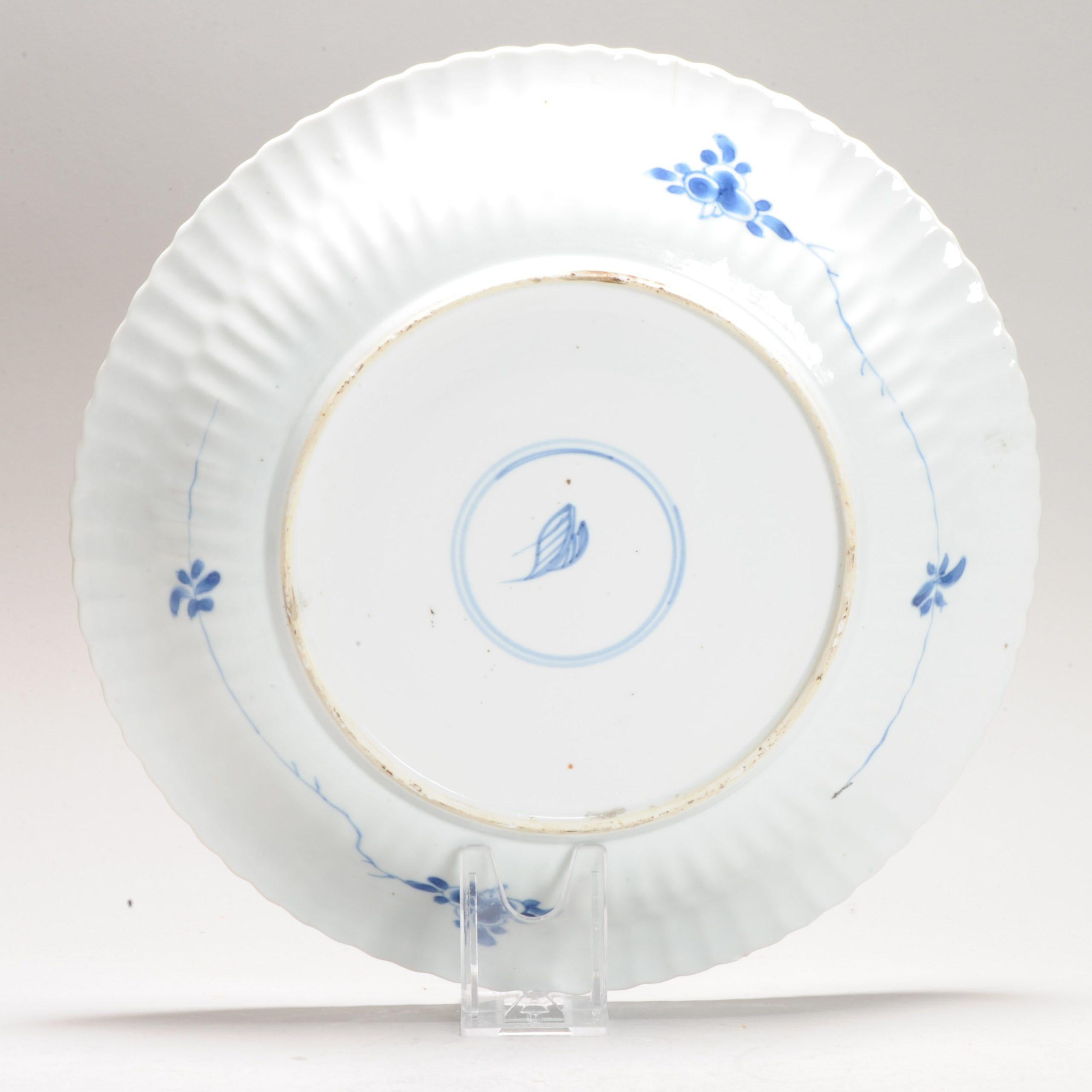 Antiguo Ca 1700 Porcelana China Kangxi Azul y Blanca Placa Xieyi Paisaje en Bueno estado para la venta en Amsterdam, Noord Holland