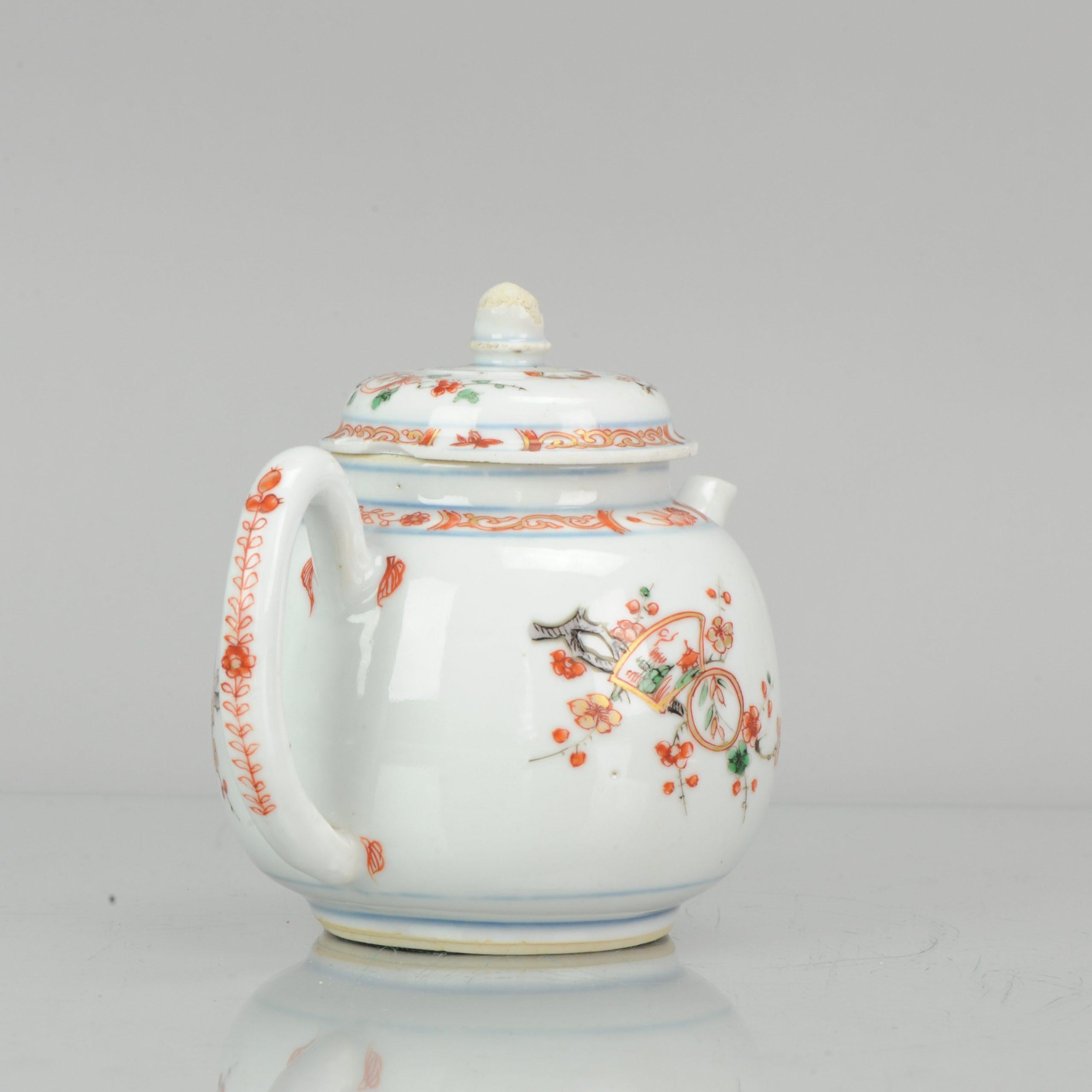18th Century Antique Chinese Porcelain Kangxi Famille Verte Rare Decorated Teapot