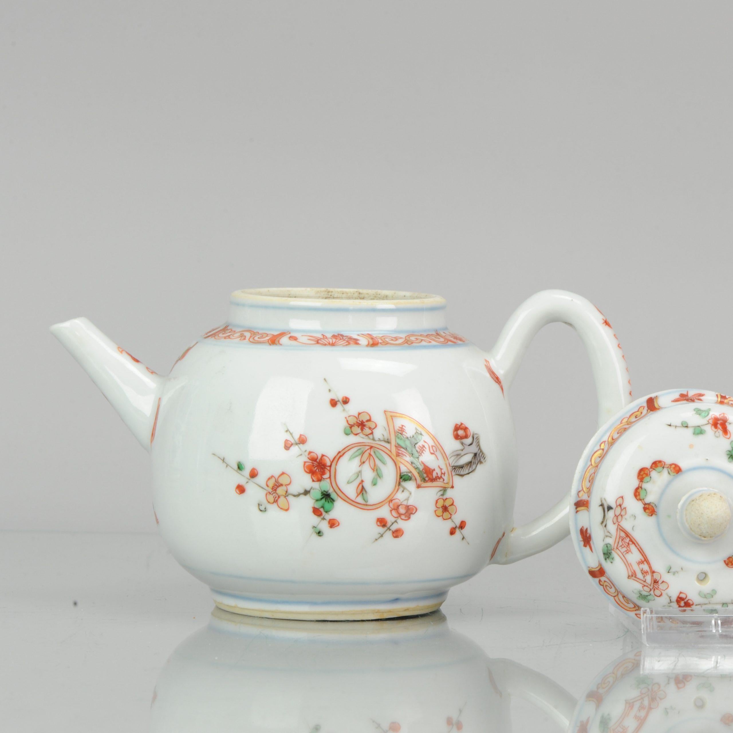 Antique Chinese Porcelain Kangxi Famille Verte Rare Decorated Teapot 3