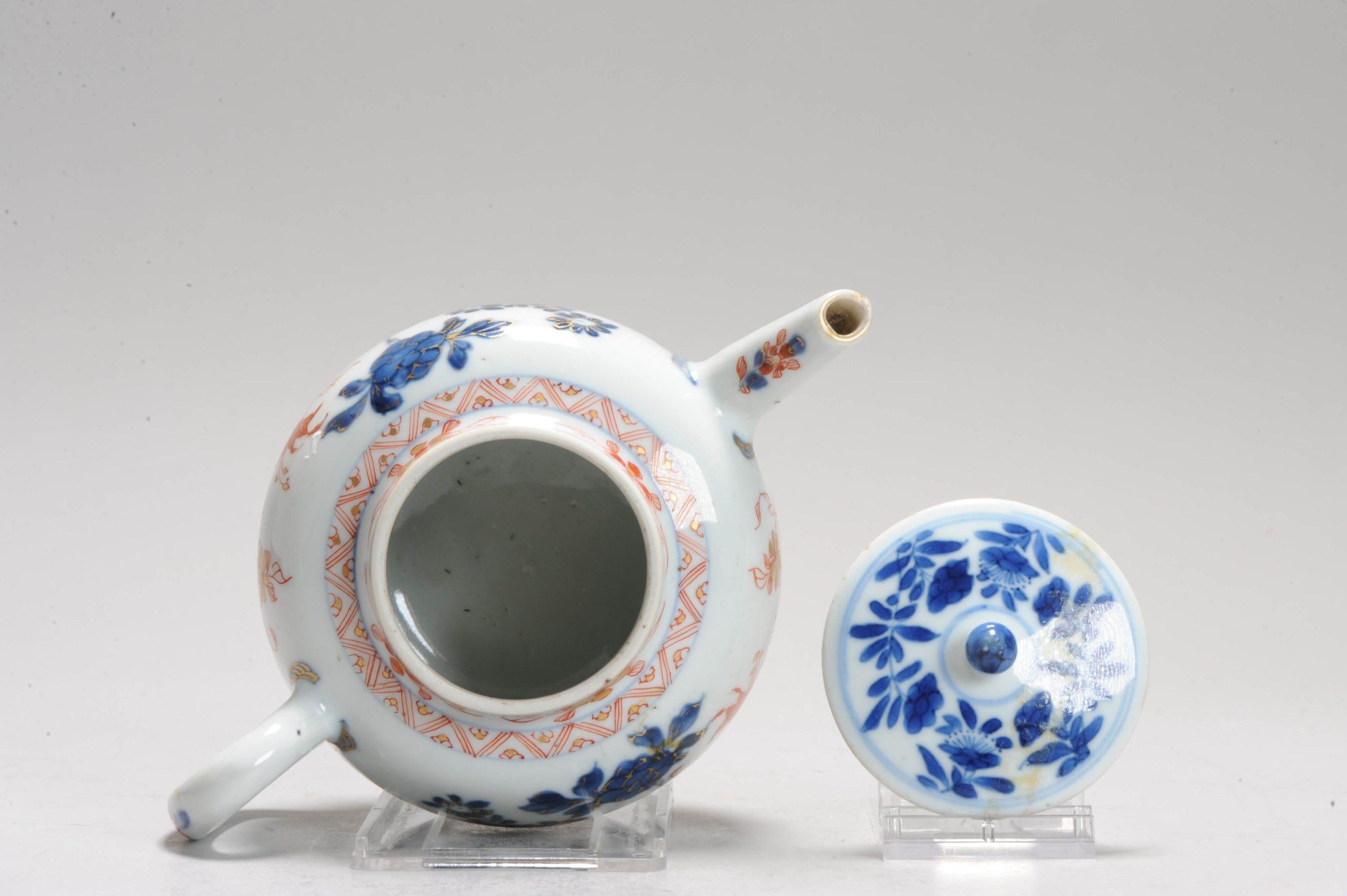 Antique Ca 1700 Chinese Porcelain Kangxi Imari Decorated Teapot For Sale 7