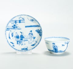 Antique Ca 1700 Chinese Porcelain Teaset Kangxi Blue White Figural Pagode