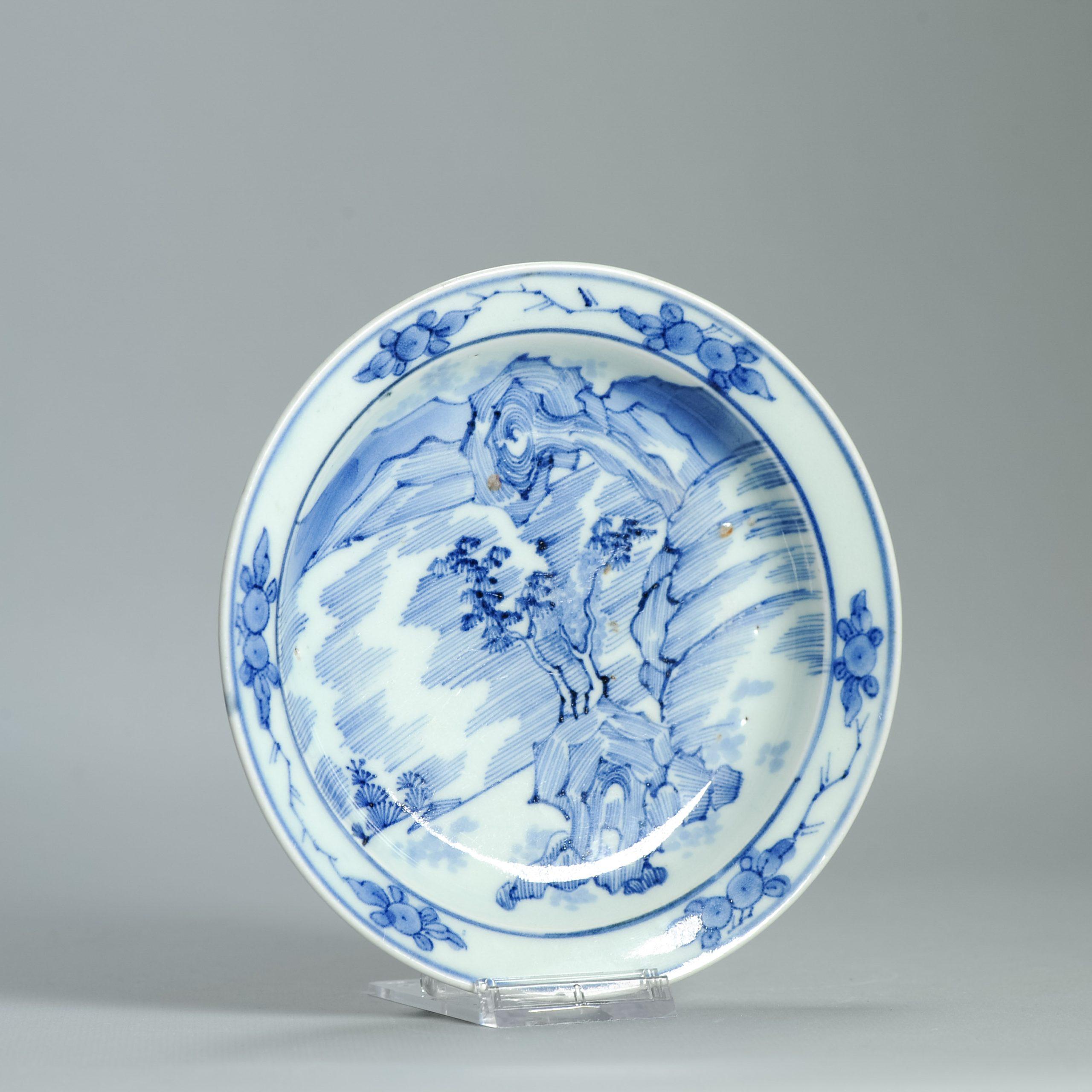 Antico piatto giapponese Arita Master of the Rocks Shunzhi del 1700 ca Molto raro in vendita 8