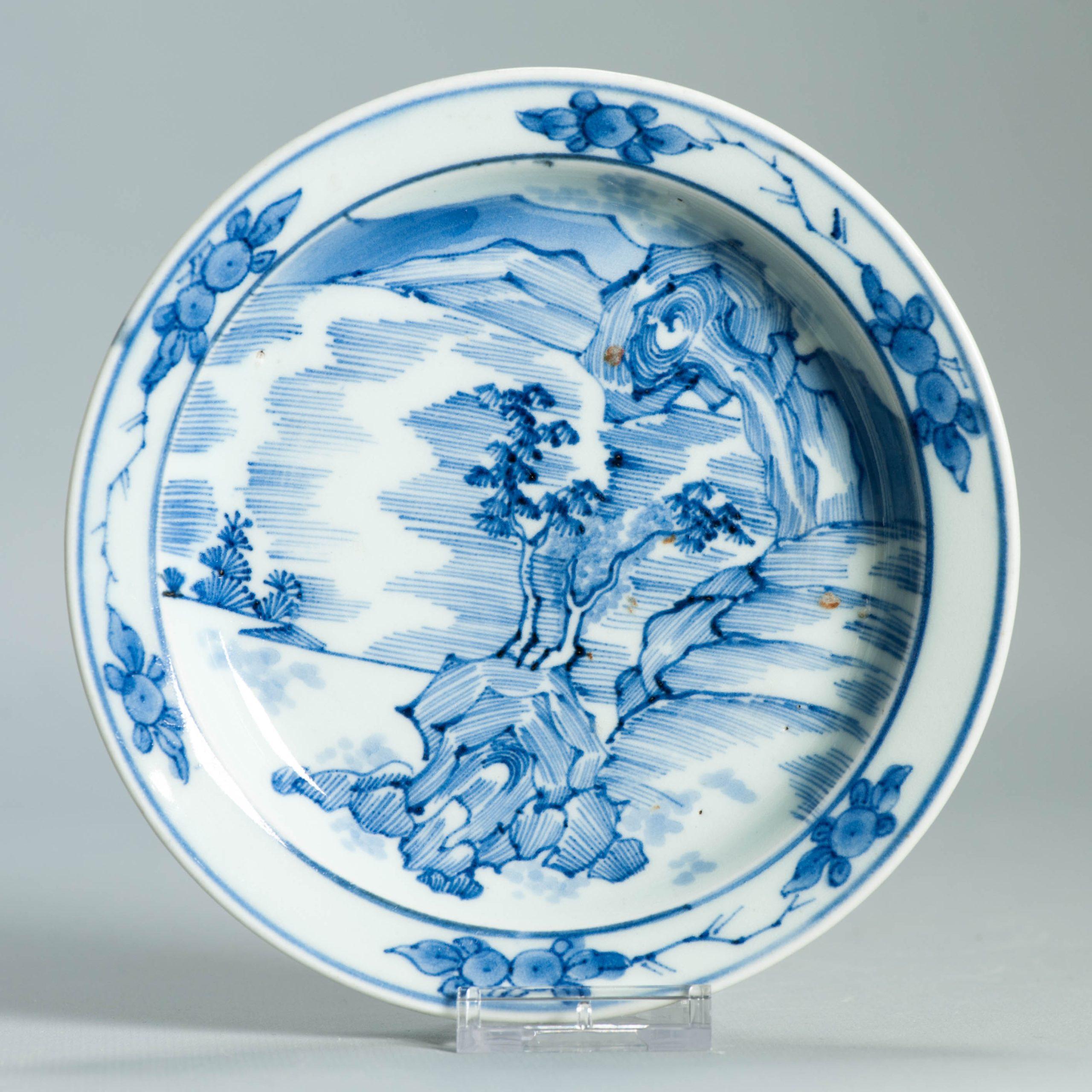 Antico piatto giapponese Arita Master of the Rocks Shunzhi del 1700 ca Molto raro in vendita 9