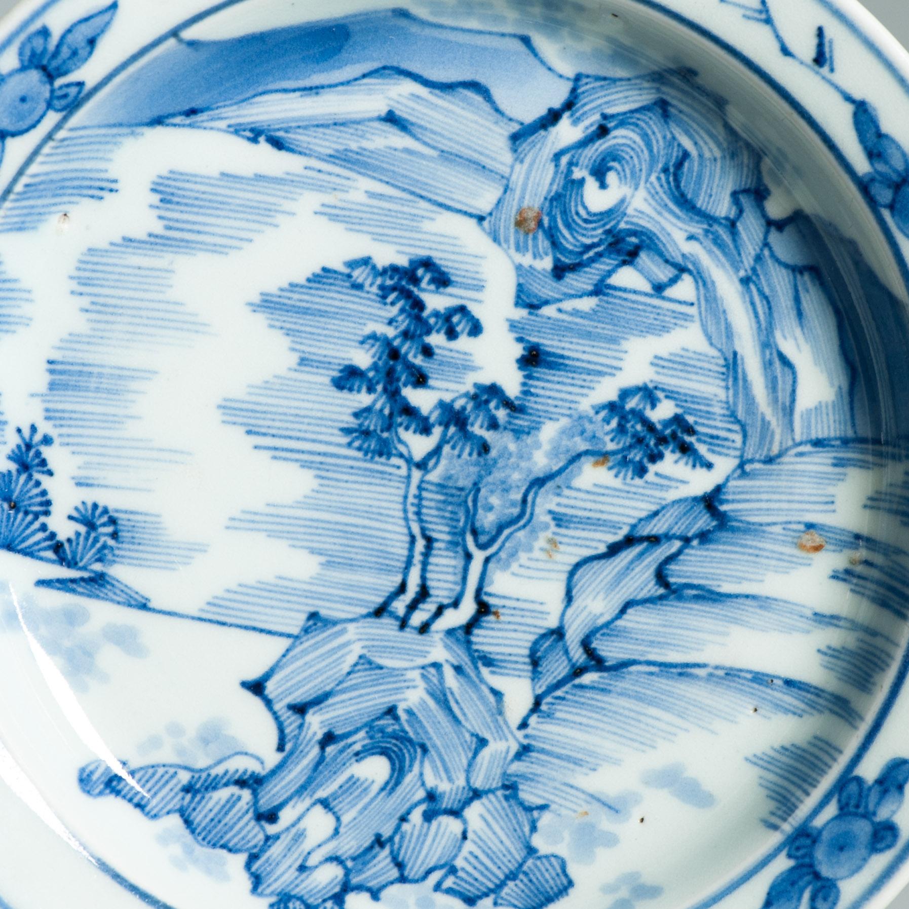 Antico piatto giapponese Arita Master of the Rocks Shunzhi del 1700 ca Molto raro in vendita 2