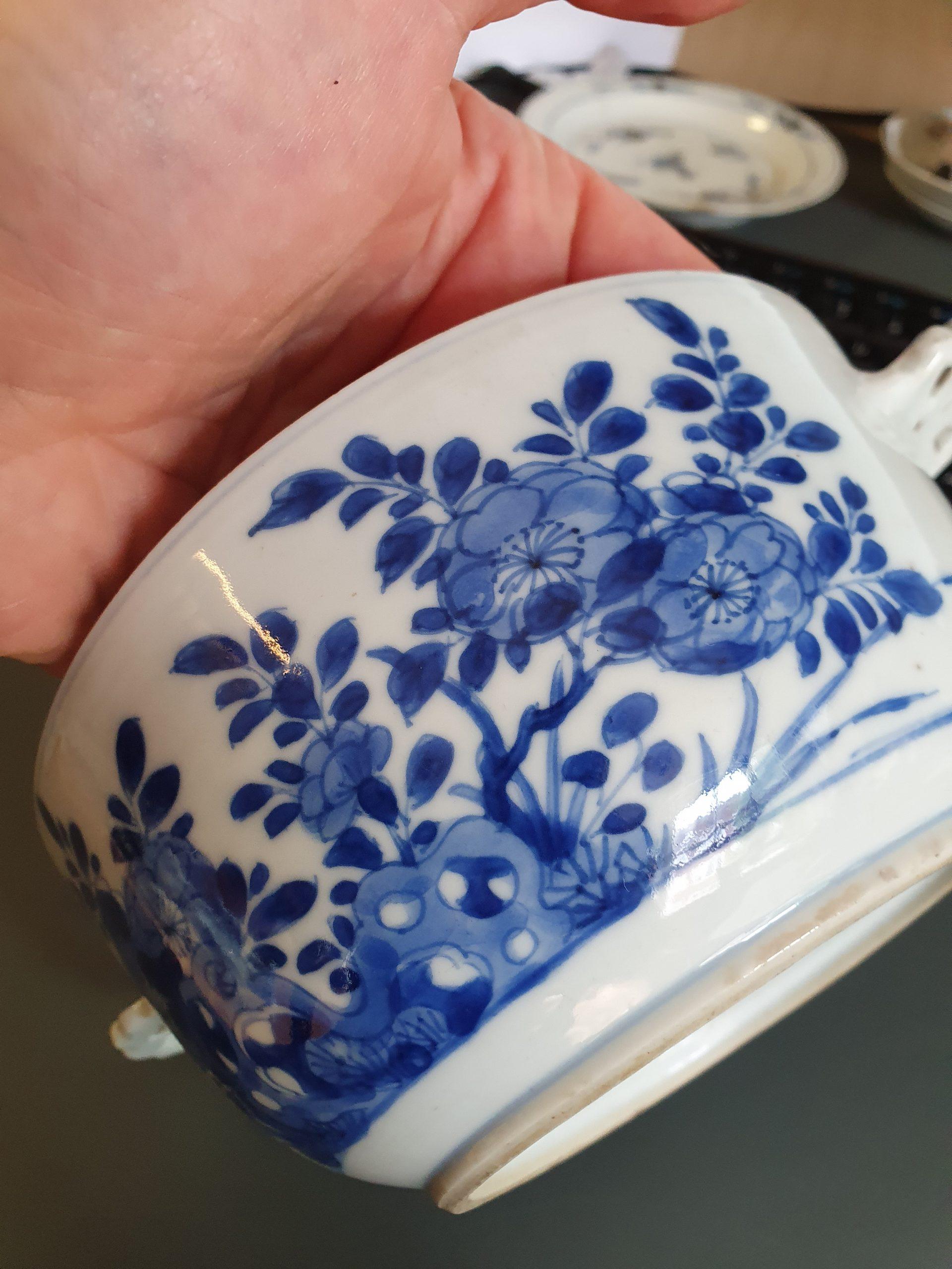Antique circa 1700 Kangxi Cobalt Blue Tureen Chinese Porcelain China Top Qu 5