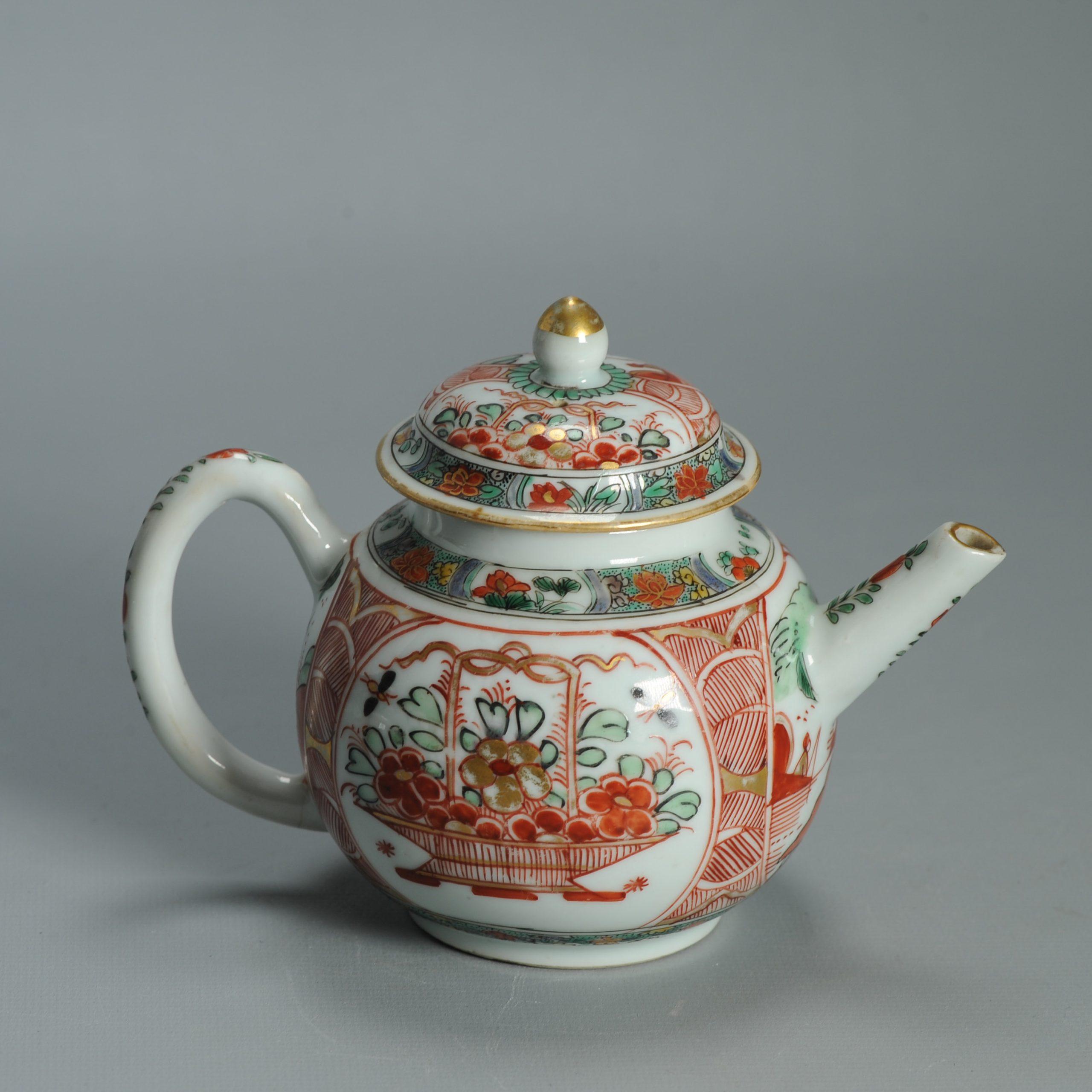 Antike ca 1720-30 Qing-Dynastie Chinesisches Porcelain Imari Verte Teekanne Amsterdams im Angebot 6