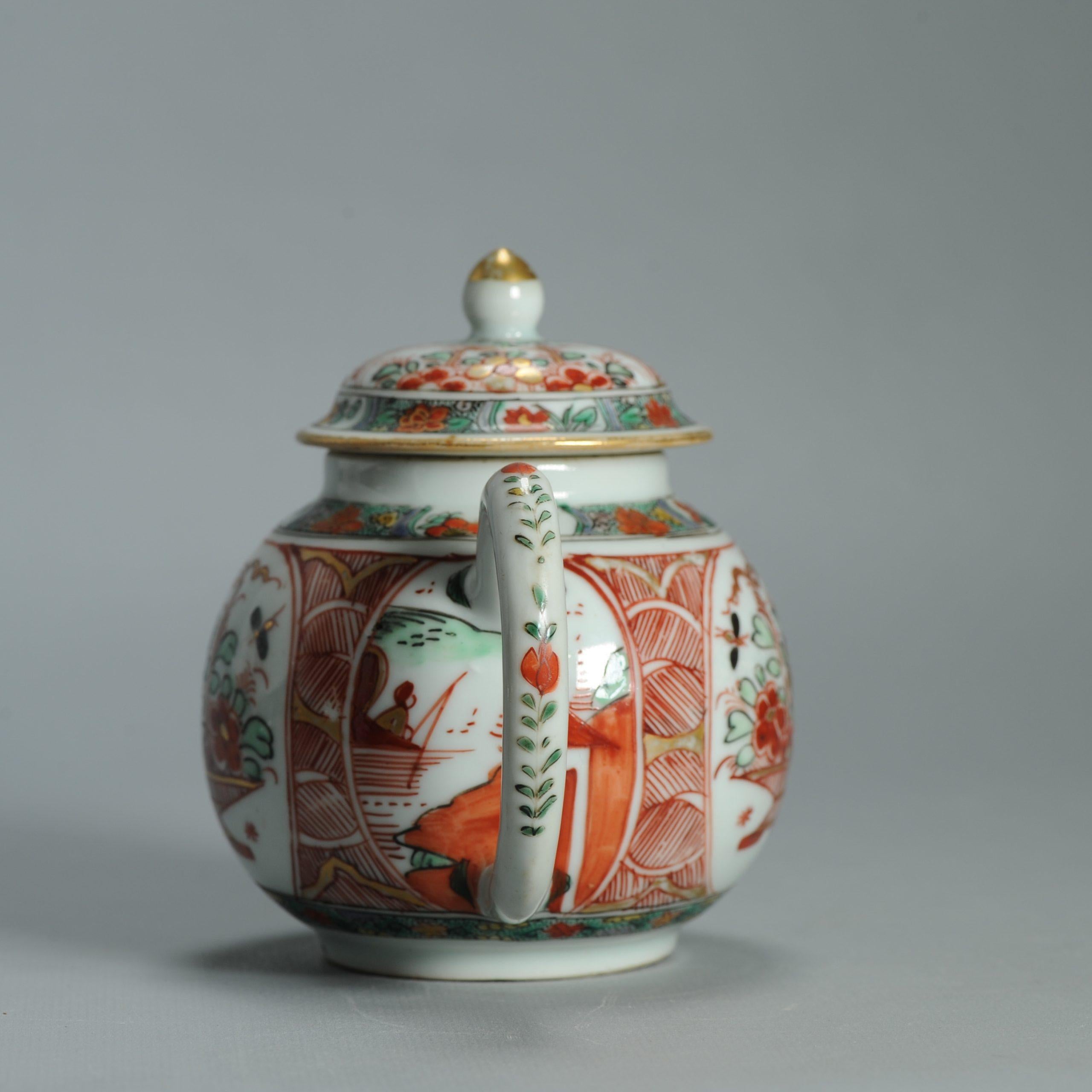 Antike ca 1720-30 Qing-Dynastie Chinesisches Porcelain Imari Verte Teekanne Amsterdams im Angebot 9