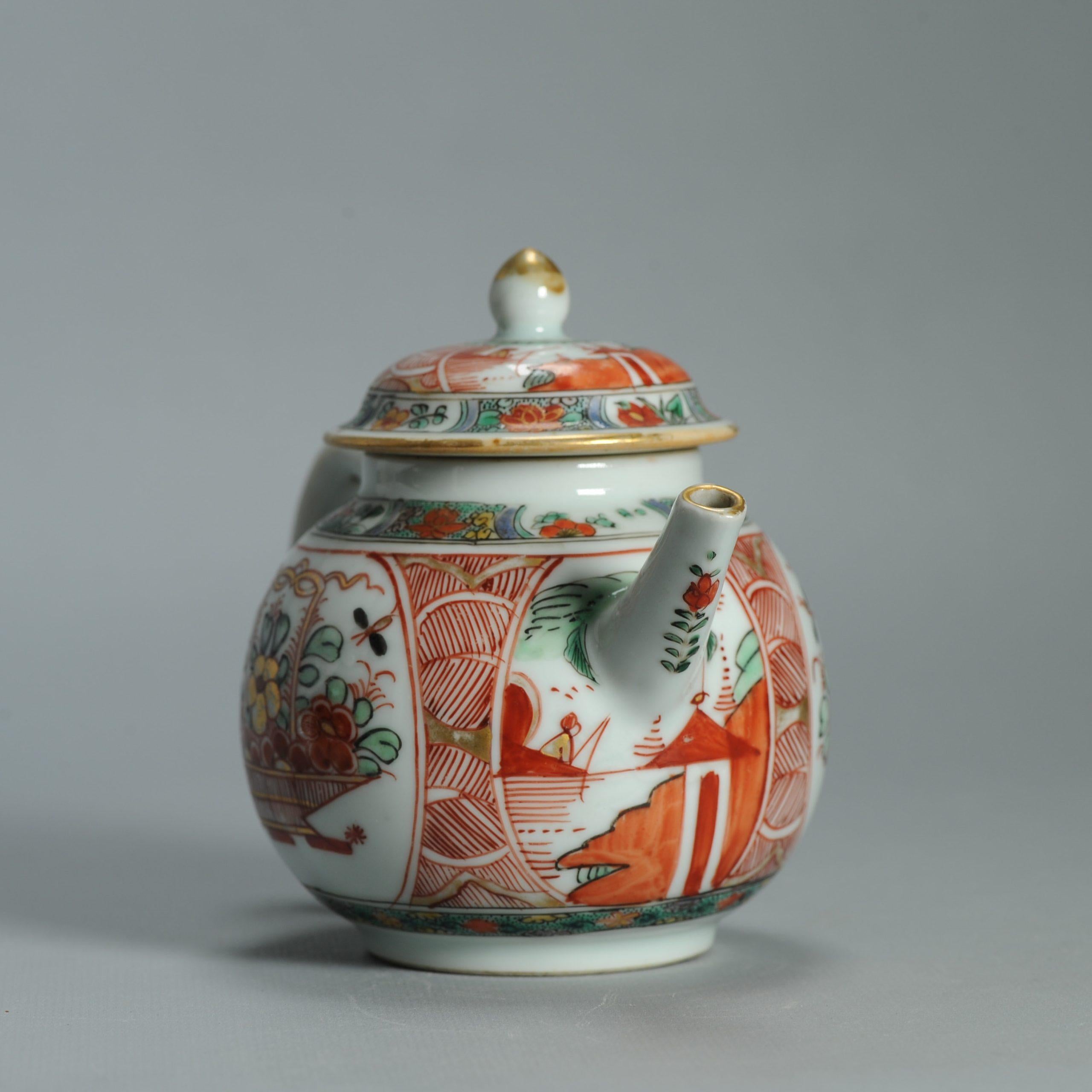 Antike ca 1720-30 Qing-Dynastie Chinesisches Porcelain Imari Verte Teekanne Amsterdams im Angebot 10