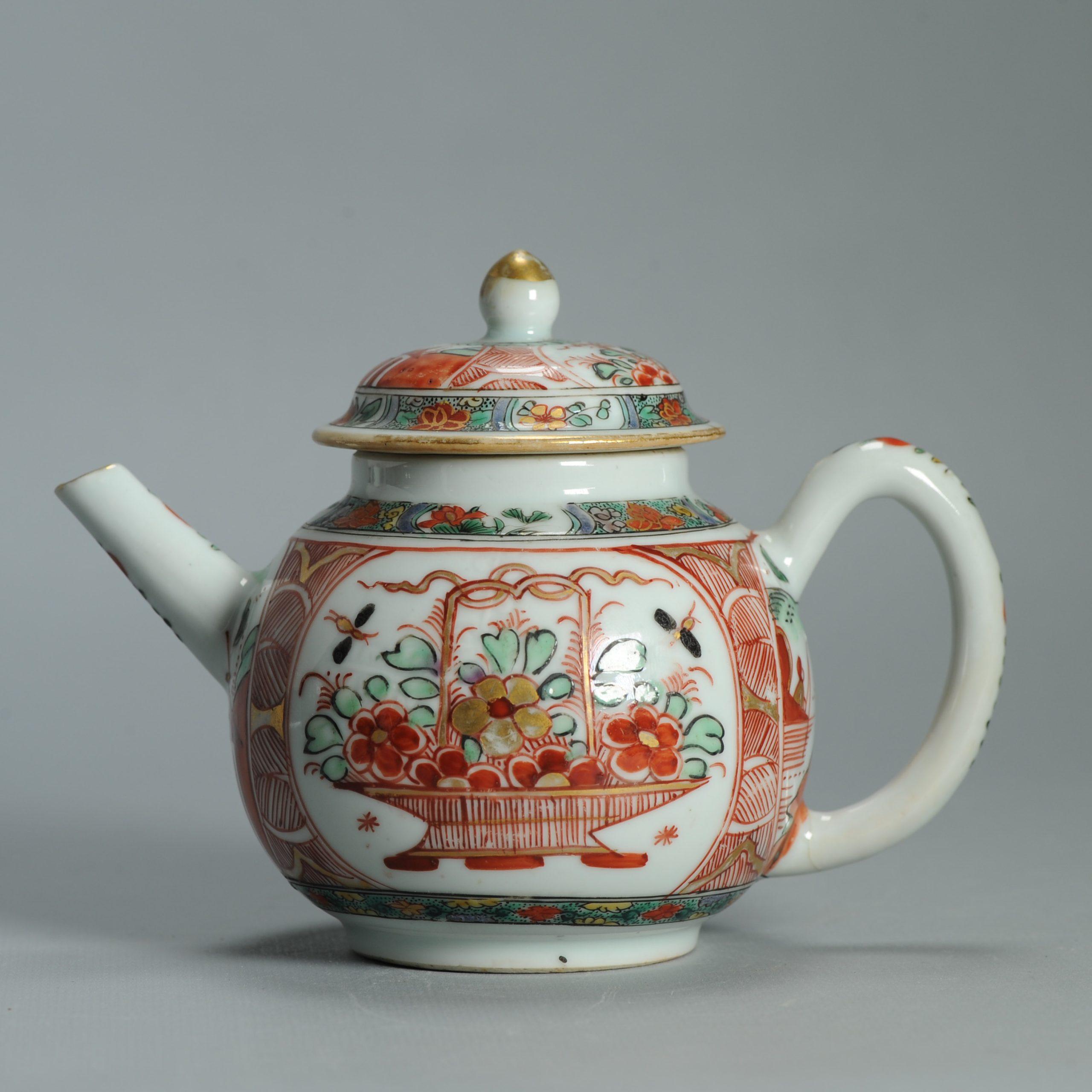 Antike ca 1720-30 Qing-Dynastie Chinesisches Porcelain Imari Verte Teekanne Amsterdams im Angebot 13