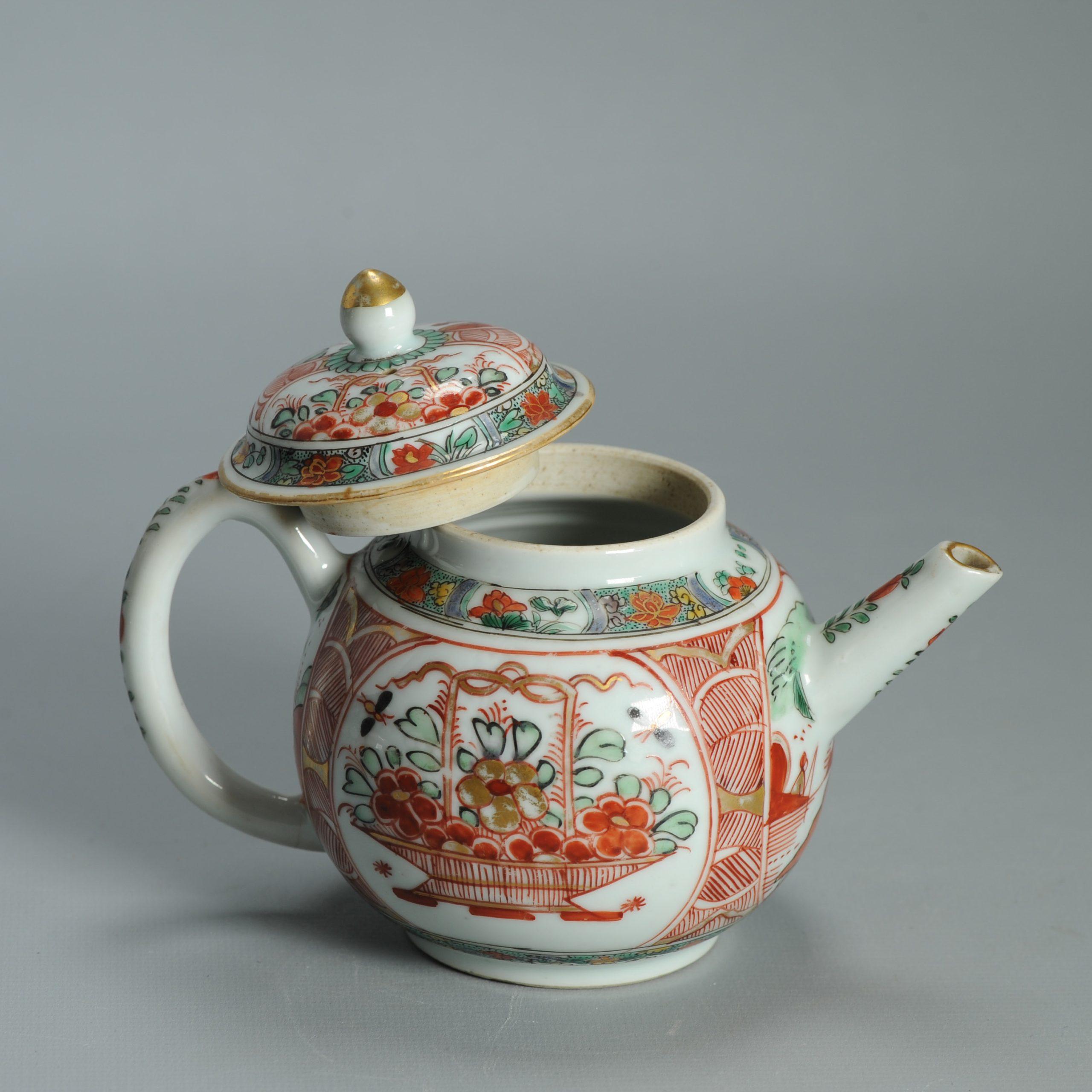 Antike ca 1720-30 Qing-Dynastie Chinesisches Porcelain Imari Verte Teekanne Amsterdams (Porzellan) im Angebot