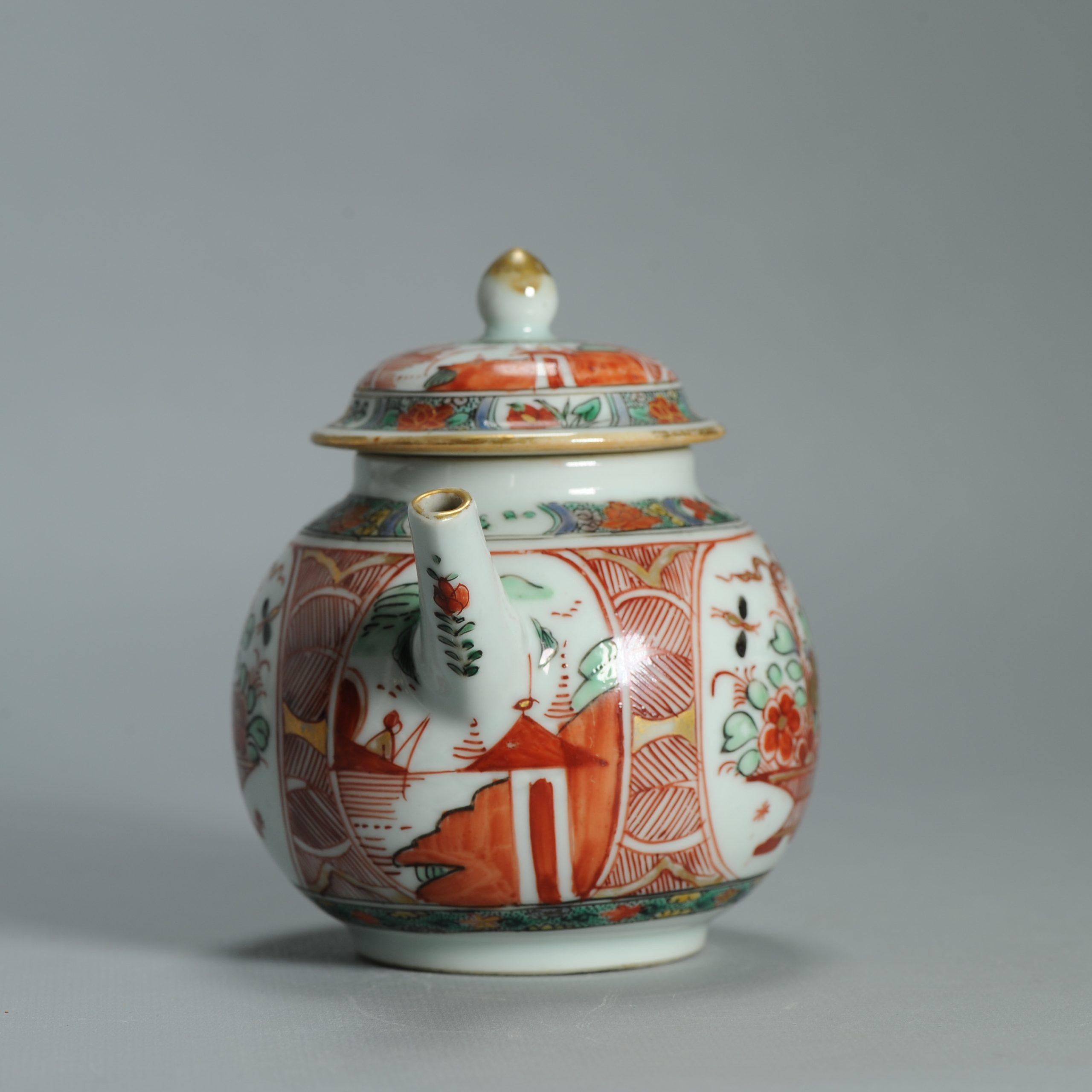 Antike ca 1720-30 Qing-Dynastie Chinesisches Porcelain Imari Verte Teekanne Amsterdams im Angebot 5