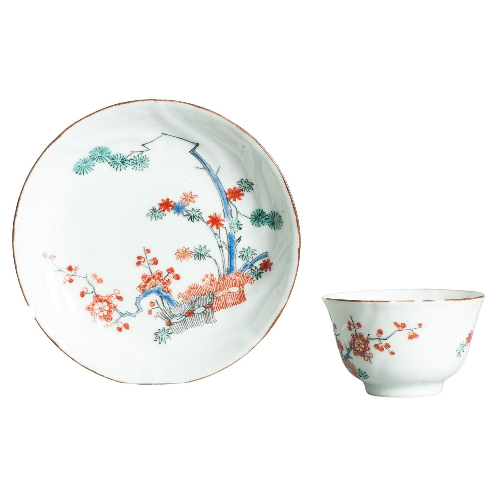 Antike ca 1720-30 Qing-Dynastie Chinesisches Porzellan Kakiemon Teeschale Amsterdams B