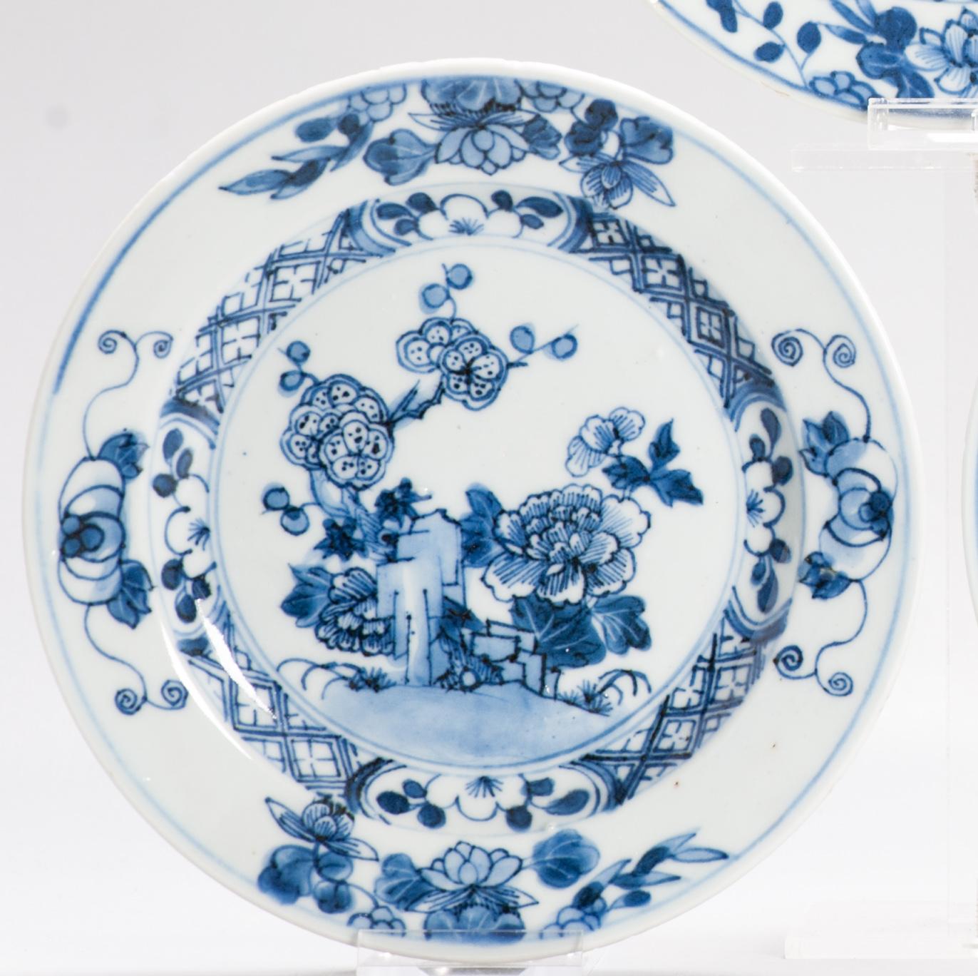 Antiguo Ca 1720 Dinastía Qing Porcelana china Platos de gachas Azul Blanco en venta 11