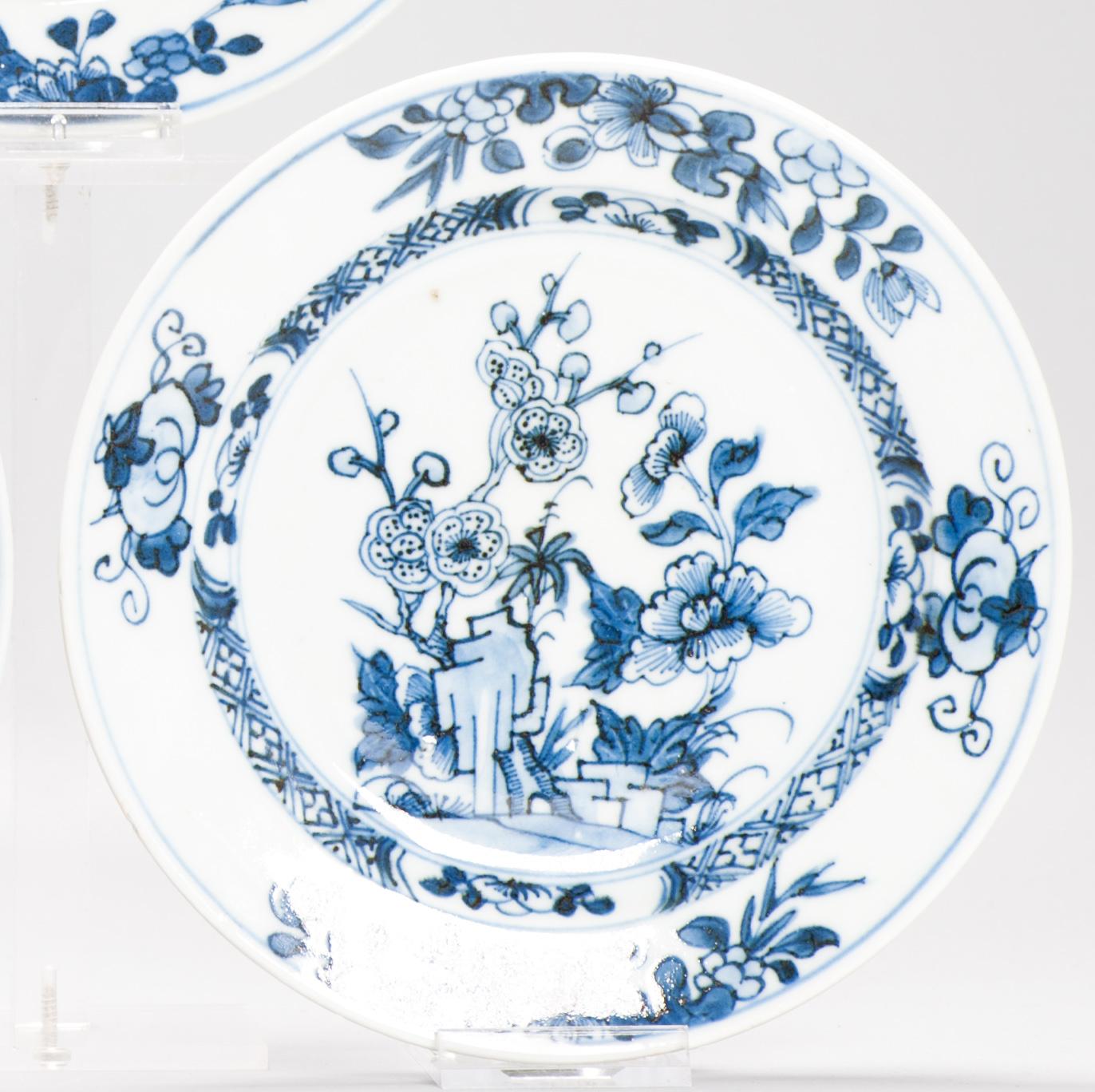 Antiguo Ca 1720 Dinastía Qing Porcelana china Platos de gachas Azul Blanco en venta 1