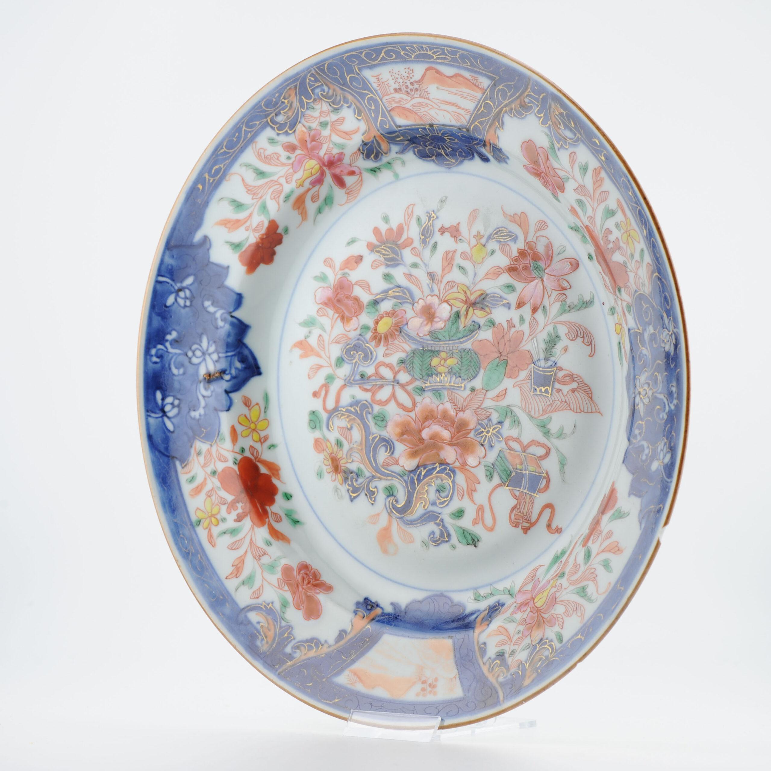 18th Century and Earlier Antique Ca 1730-1750 Qing Dynasty Chinese Porcelain Amsterdams Bont For Sale