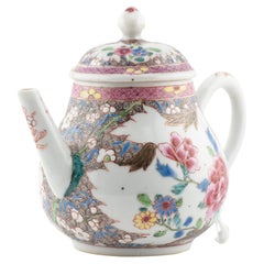 Antique Ca 1730 Chinese Porcelain Yongzheng Fencai Decorated Teapot Rose