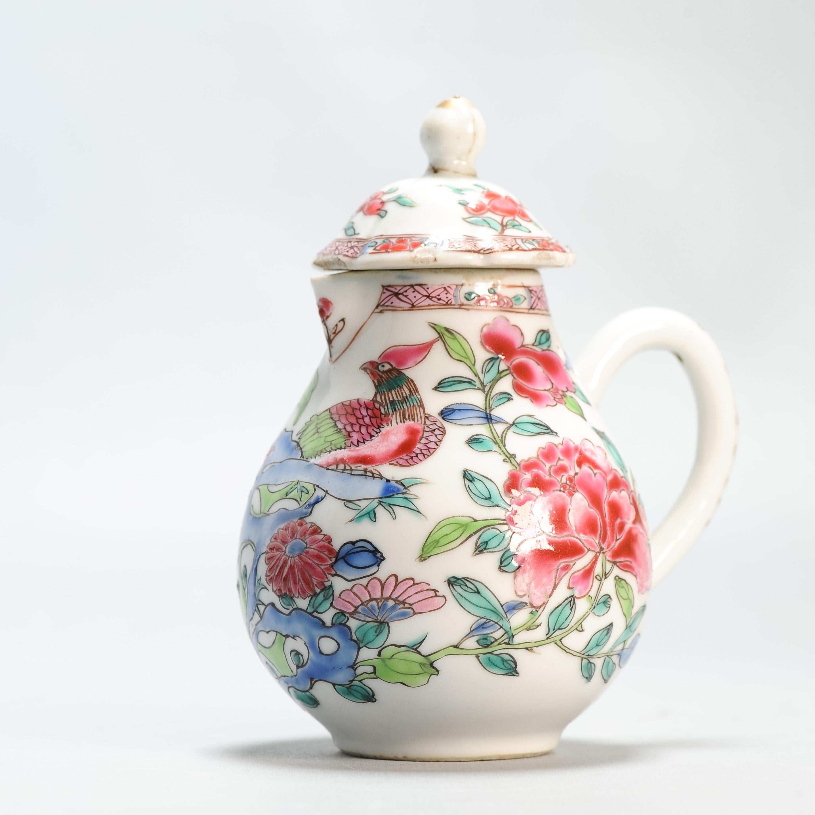 Qing Antique Ca 1740-1750 Chinese Porcelain Qianlong Creamer Famille Rose For Sale
