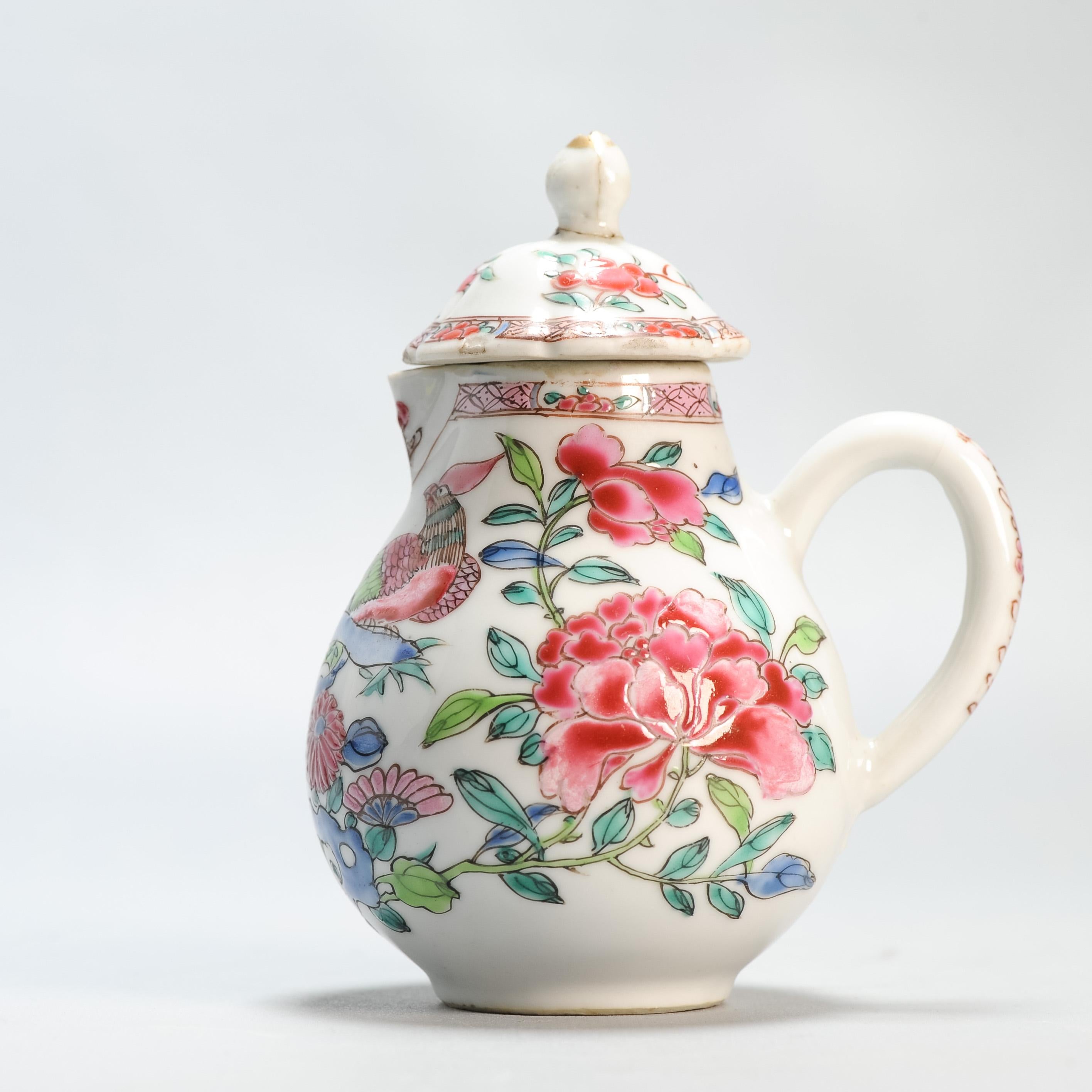 18th Century and Earlier Antique Ca 1740-1750 Chinese Porcelain Qianlong Creamer Famille Rose For Sale