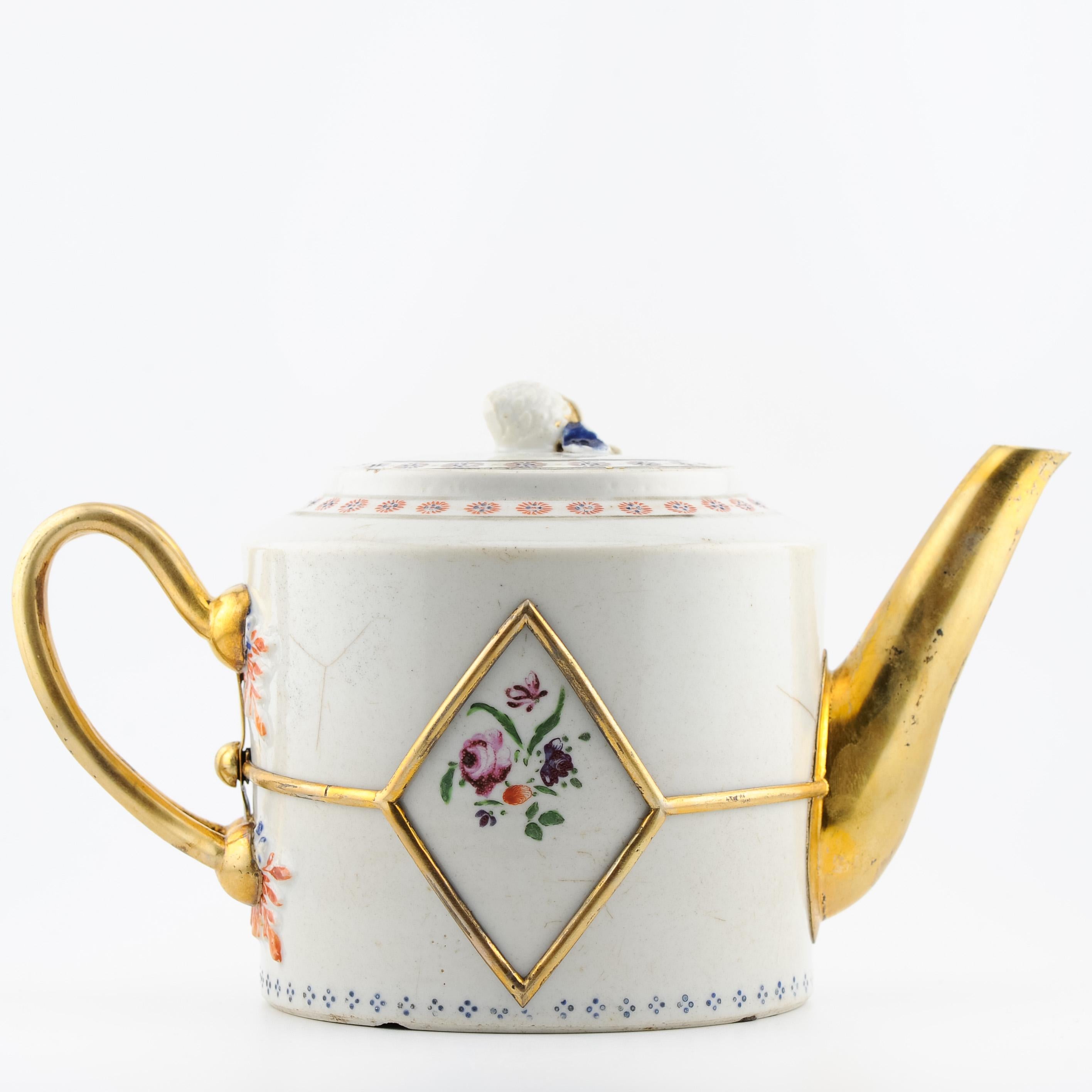 18th Century and Earlier Antique Ca 1780 Chinese Porcelain Jiaqing Fencai Decorated Teapot Rose For Sale