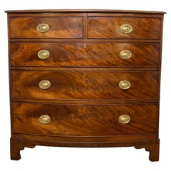 Antique Ca. 1800 English Bow Front Chest in Flame Mahogany
