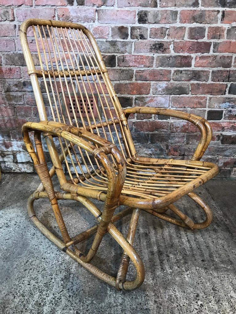 Antique Colonial Rattan Cane Bamboo Armchairs from South African Boarding School For Sale 7