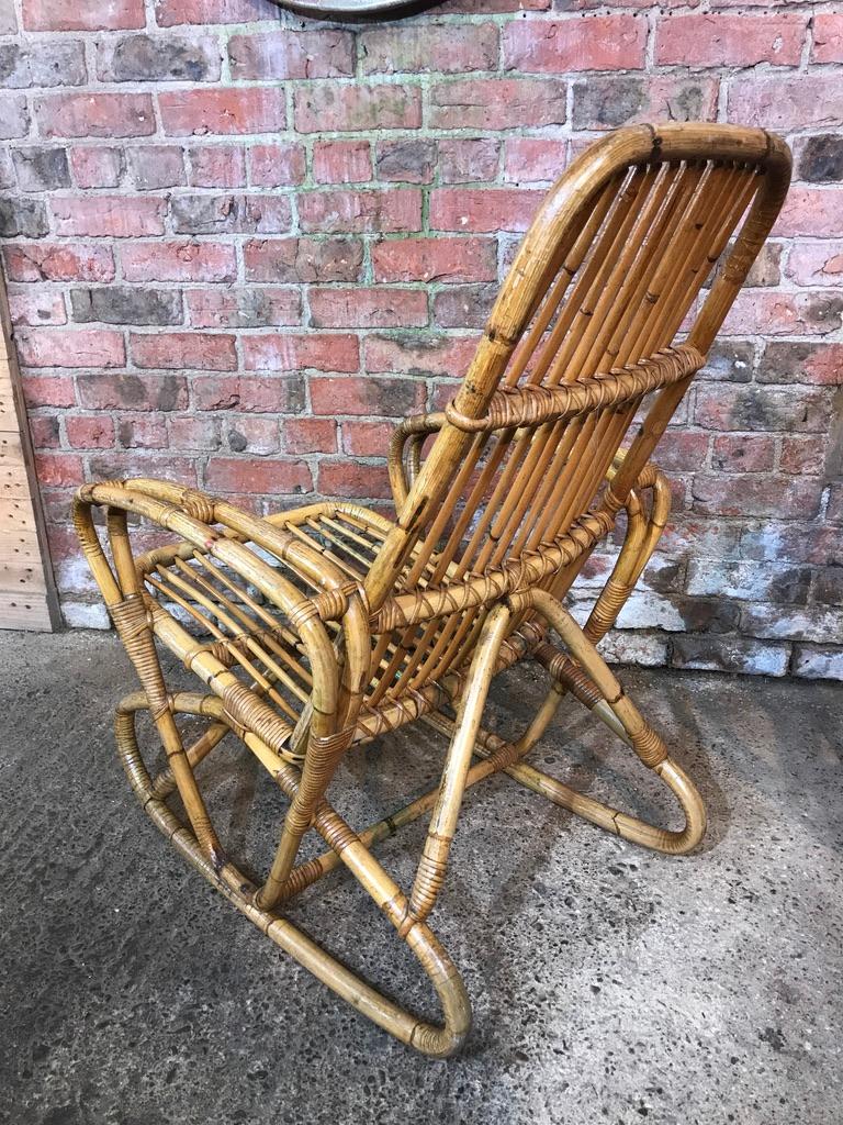 Antique Colonial Rattan Cane Bamboo Armchairs from South African Boarding School For Sale 10