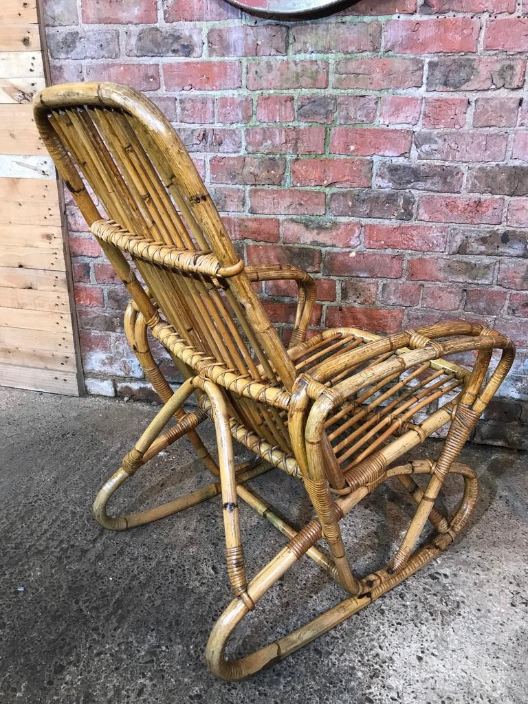 Antique Colonial Rattan Cane Bamboo Armchairs from South African Boarding School For Sale 11