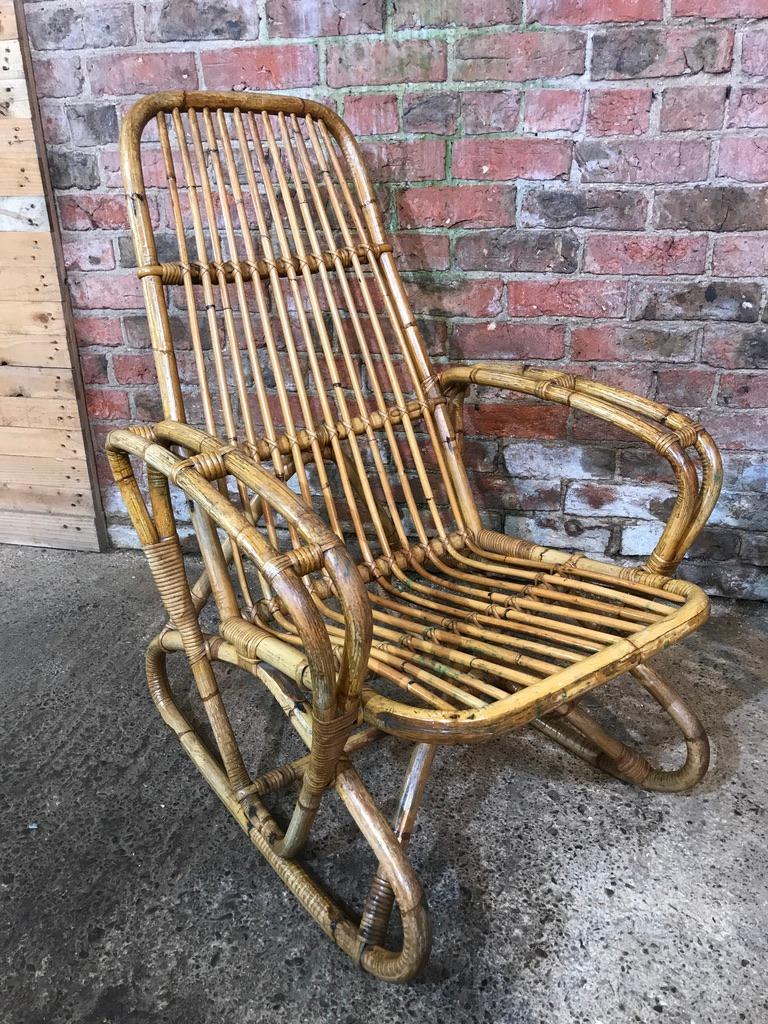 Antique Colonial Rattan Cane Bamboo Armchairs from South African Boarding School For Sale 12