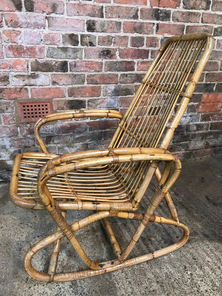 Antique Colonial Rattan Cane Bamboo Armchairs from South African Boarding School For Sale 4