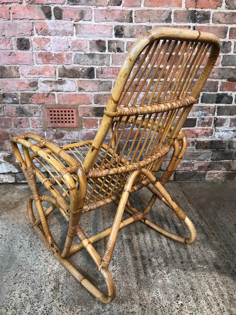 Antique Colonial Rattan Cane Bamboo Armchairs from South African Boarding School For Sale 5